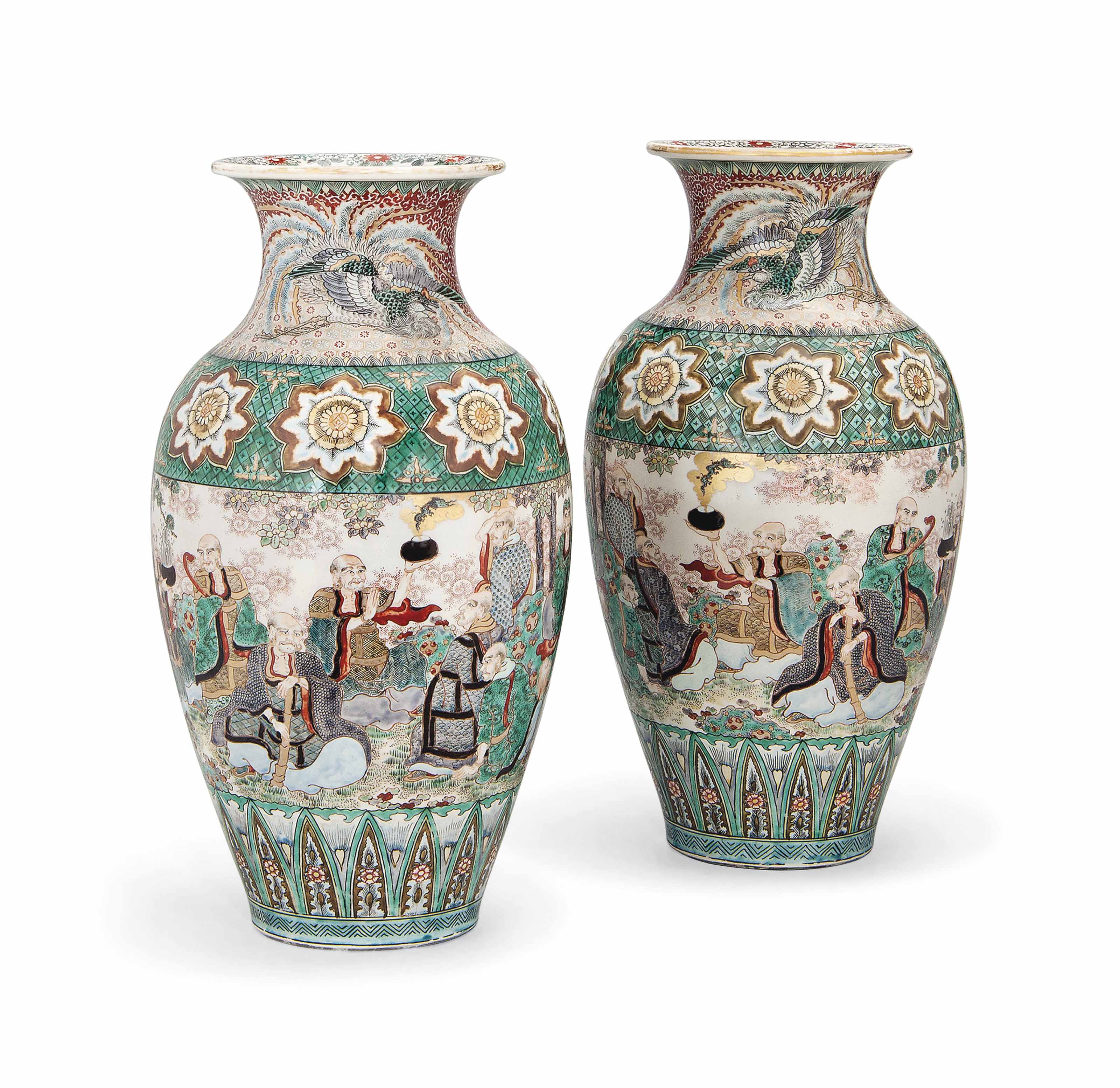 A Pair of Japanese Kutani Vases