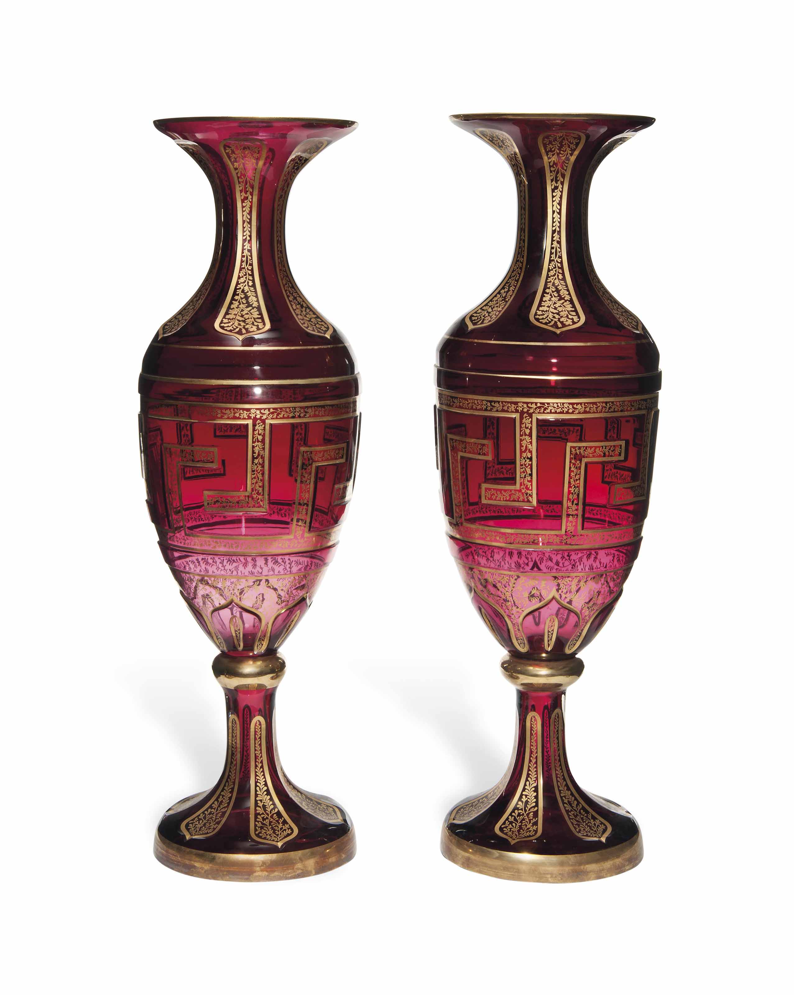 A Large Pair Of Ruby Cut Glass Vases Shop for large clear glass vase at walmart.com. christie s