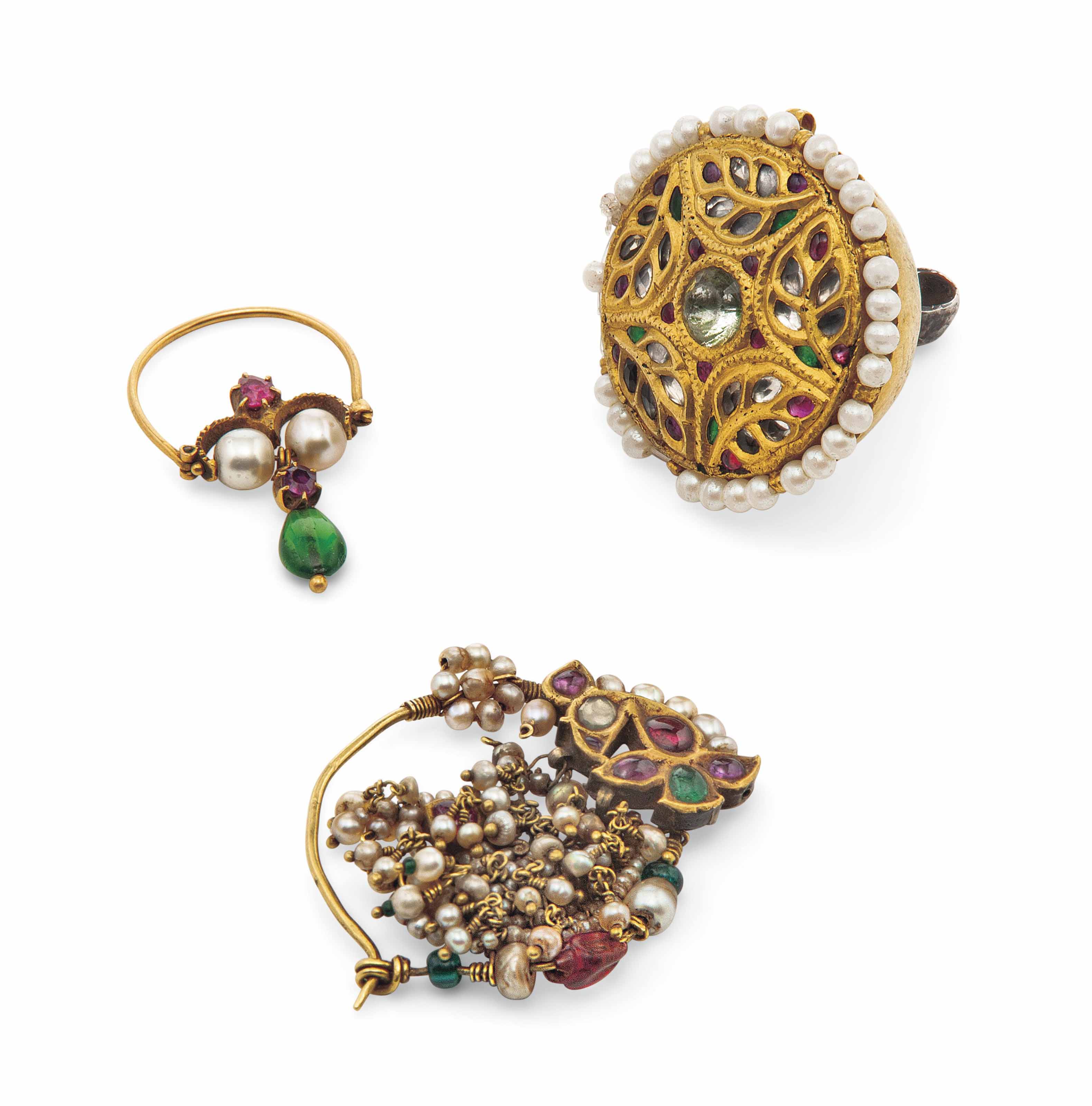 THREE GEMSET GOLD ORNAMENTS , INDIA, 19TH/20TH CENTURY Christie's