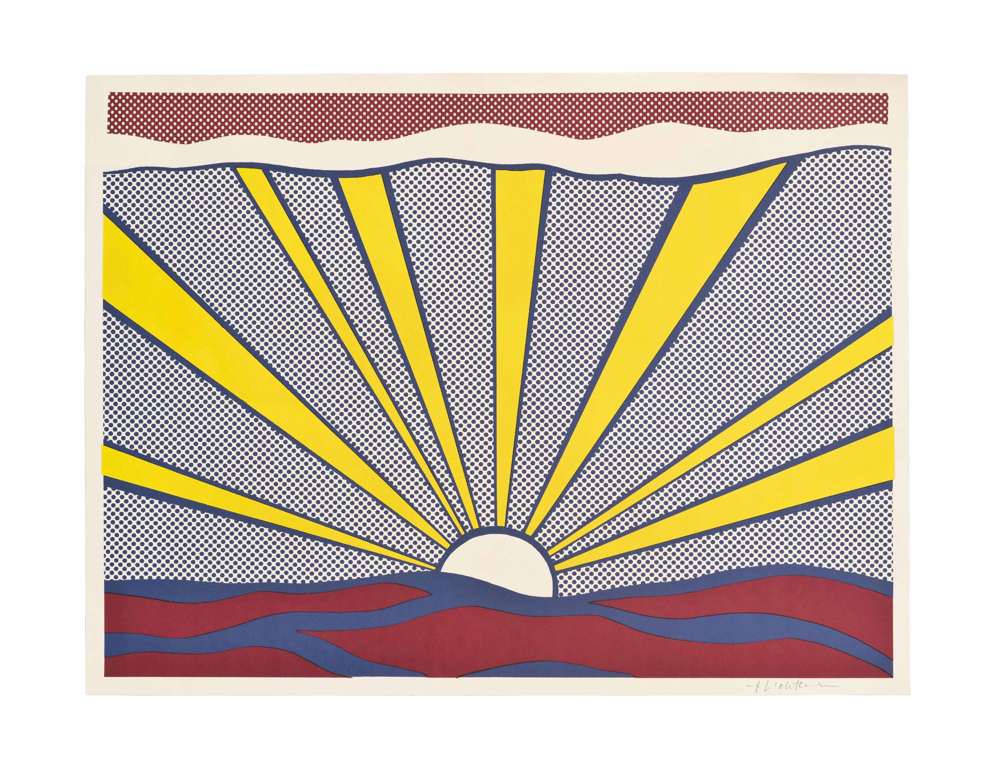 roy lichtenstein figures with sunset