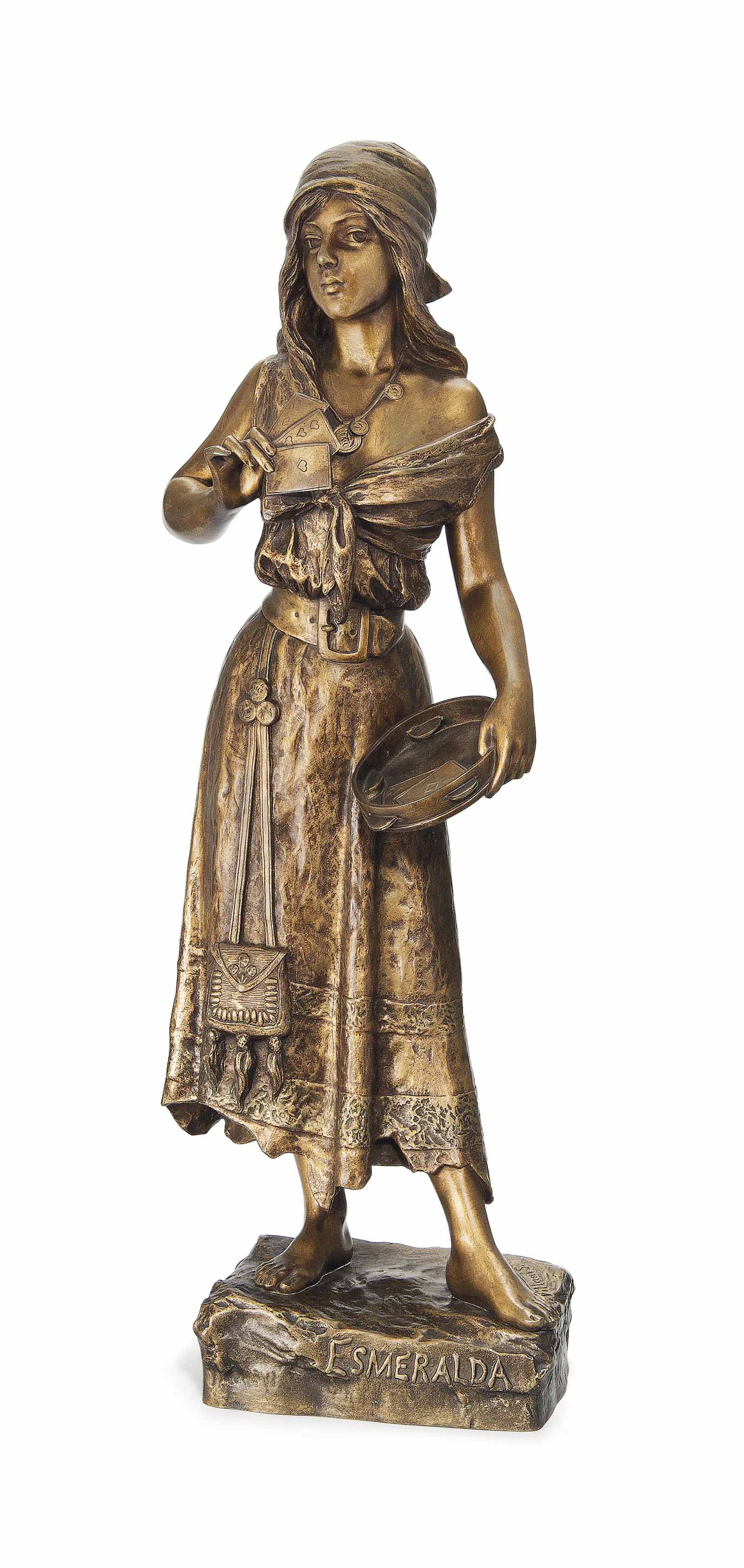 E.Villanis エスメラルダ ブロンズ像 西洋彫刻 A FRENCH BRONZE FIGURE ENTITLED 'ESMERALDA', LATE 19TH CENTURY