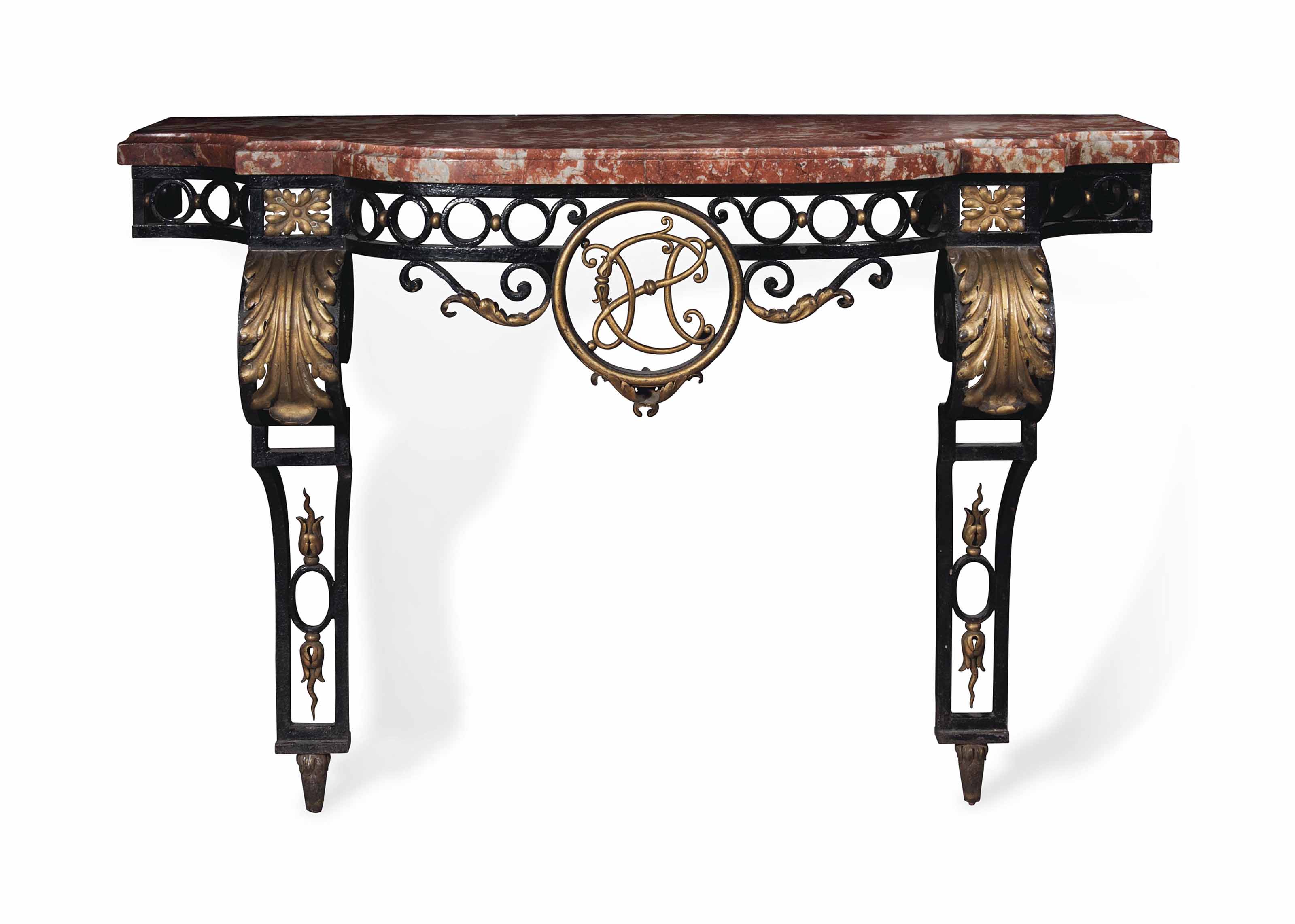 A FRENCH GILT AND BLACK PAINTED WROUGHT IRON CONSOLE TABLE ... (3200 x 2284 Pixel)