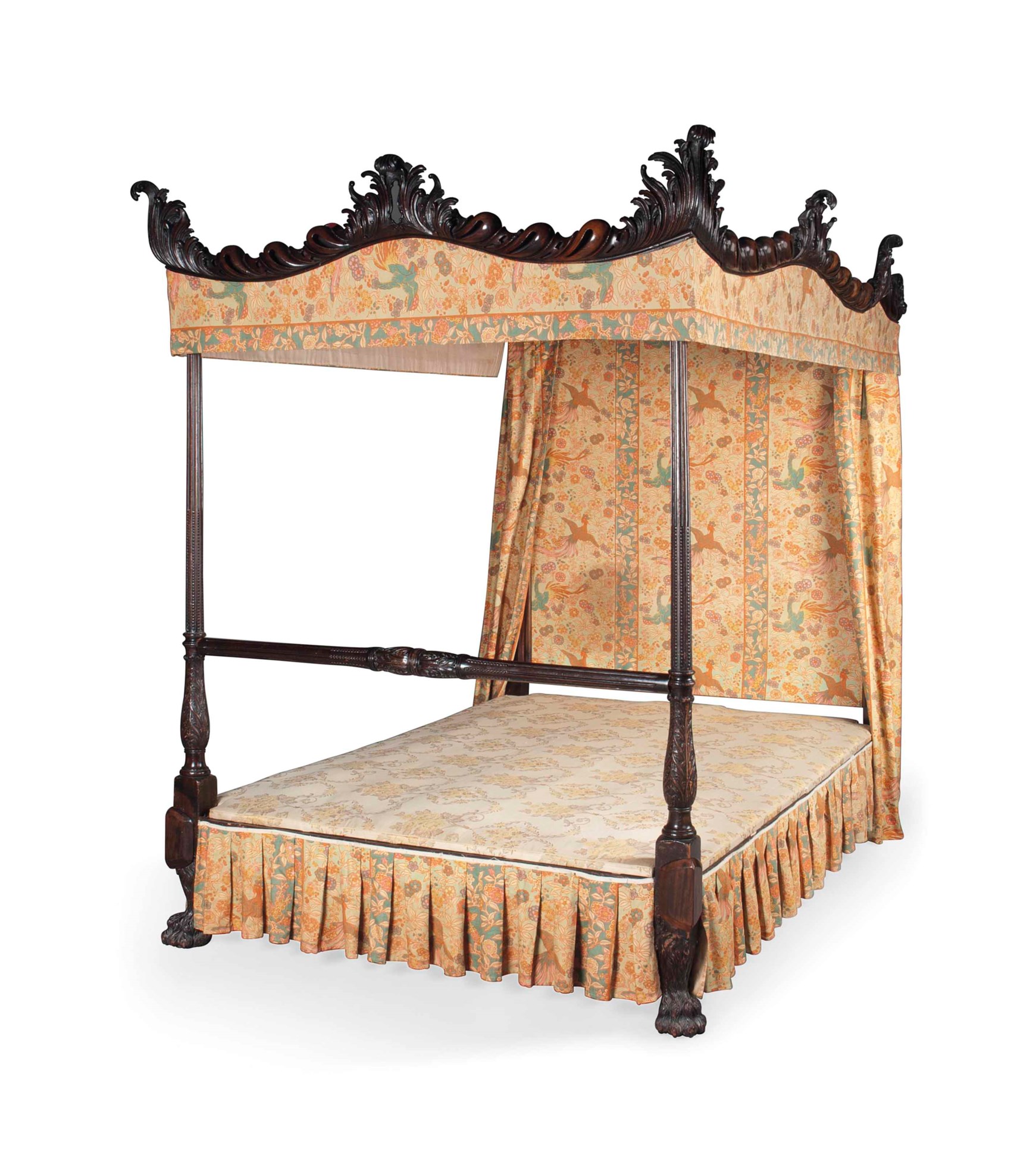 A LATE VICTORIAN MAHOGANY FOUR POSTER BED