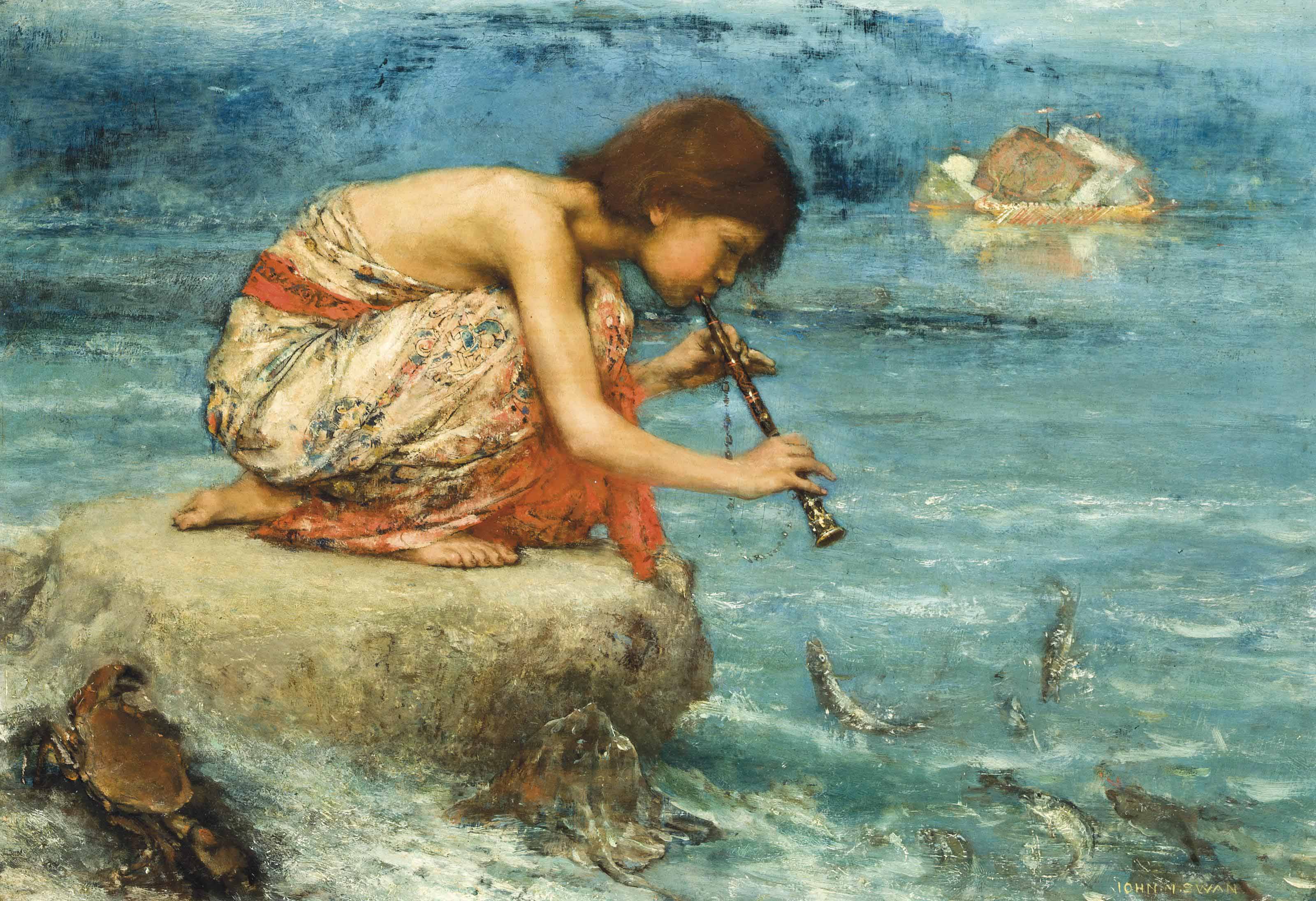John Macallan Swan R A R W S 1847 1910 The Piper 19th