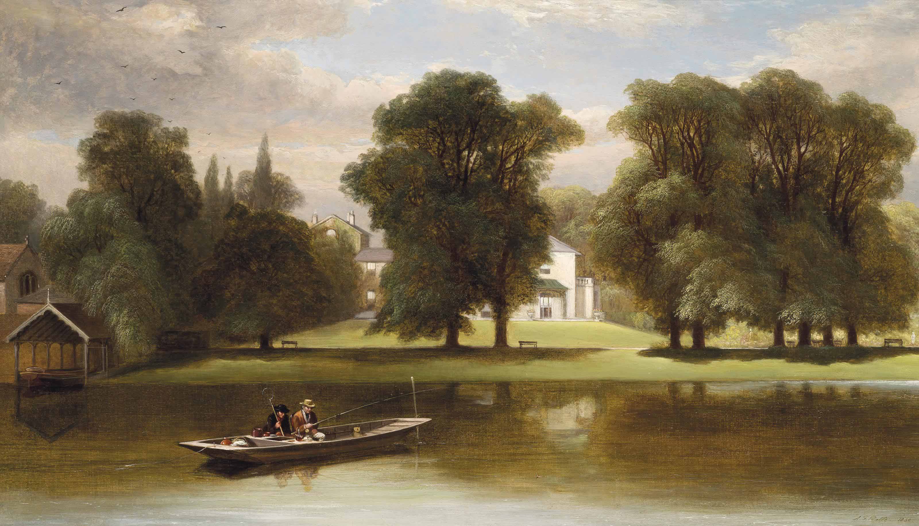 Alexander F. Rolfe (18151907) , Fishing on the Thames at Twickenham