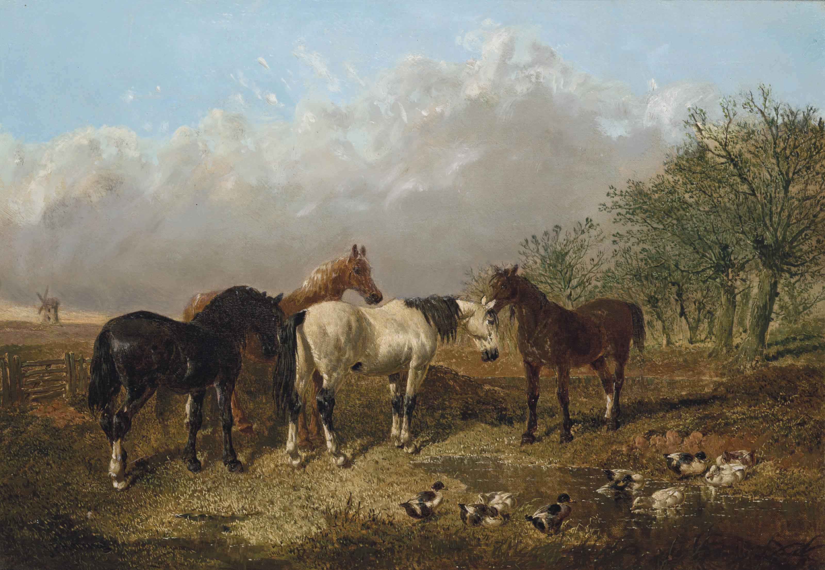 John Frederick Herring, Jnr. (18151907) , Horses by a stream Christie's