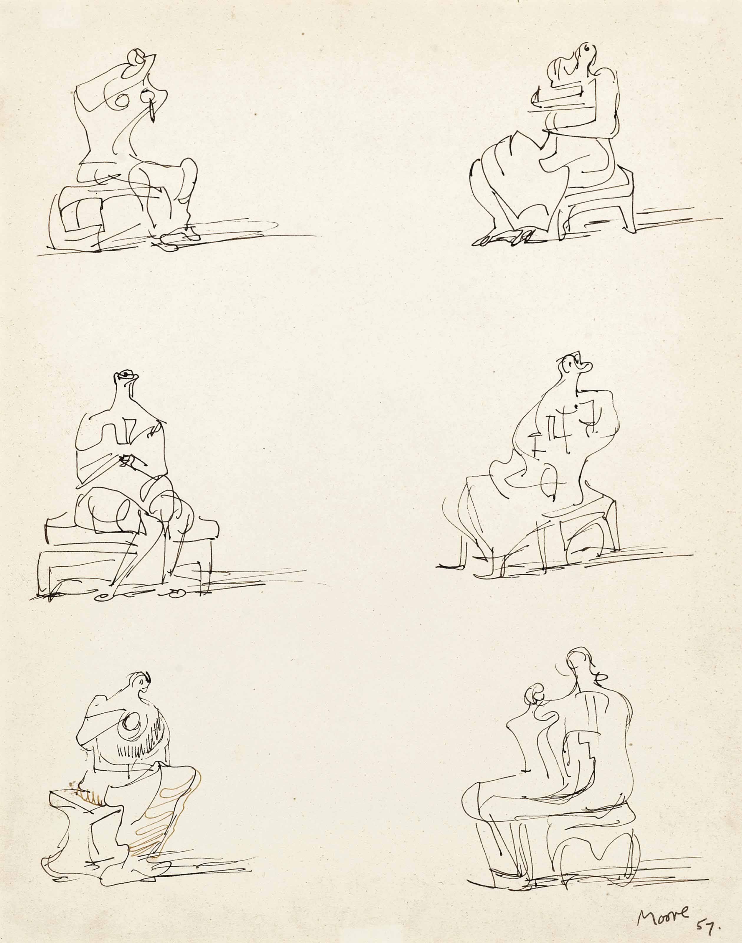 Studies for seated figures
