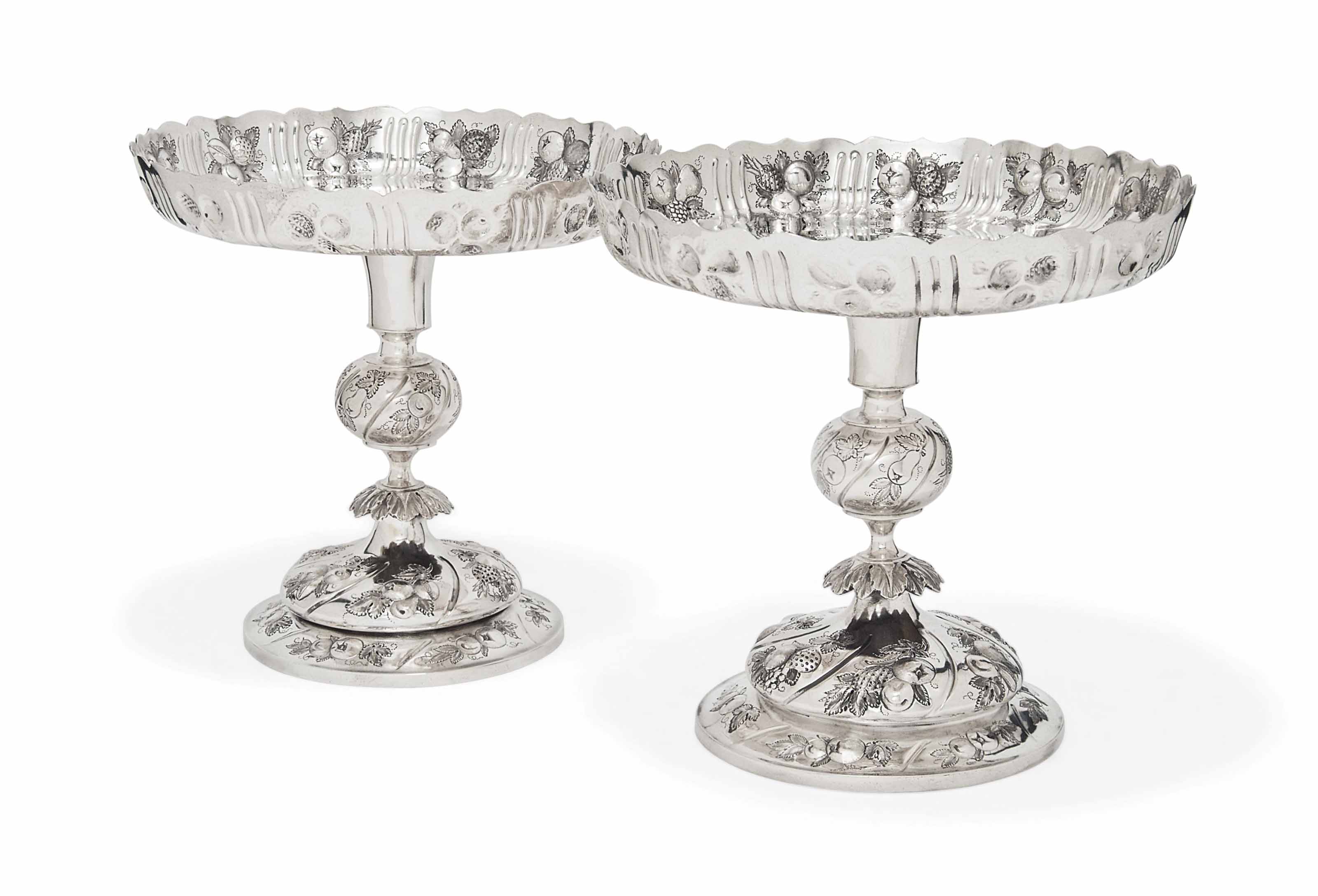 A PAIR OF VICTORIAN SILVER FRUIT STANDS