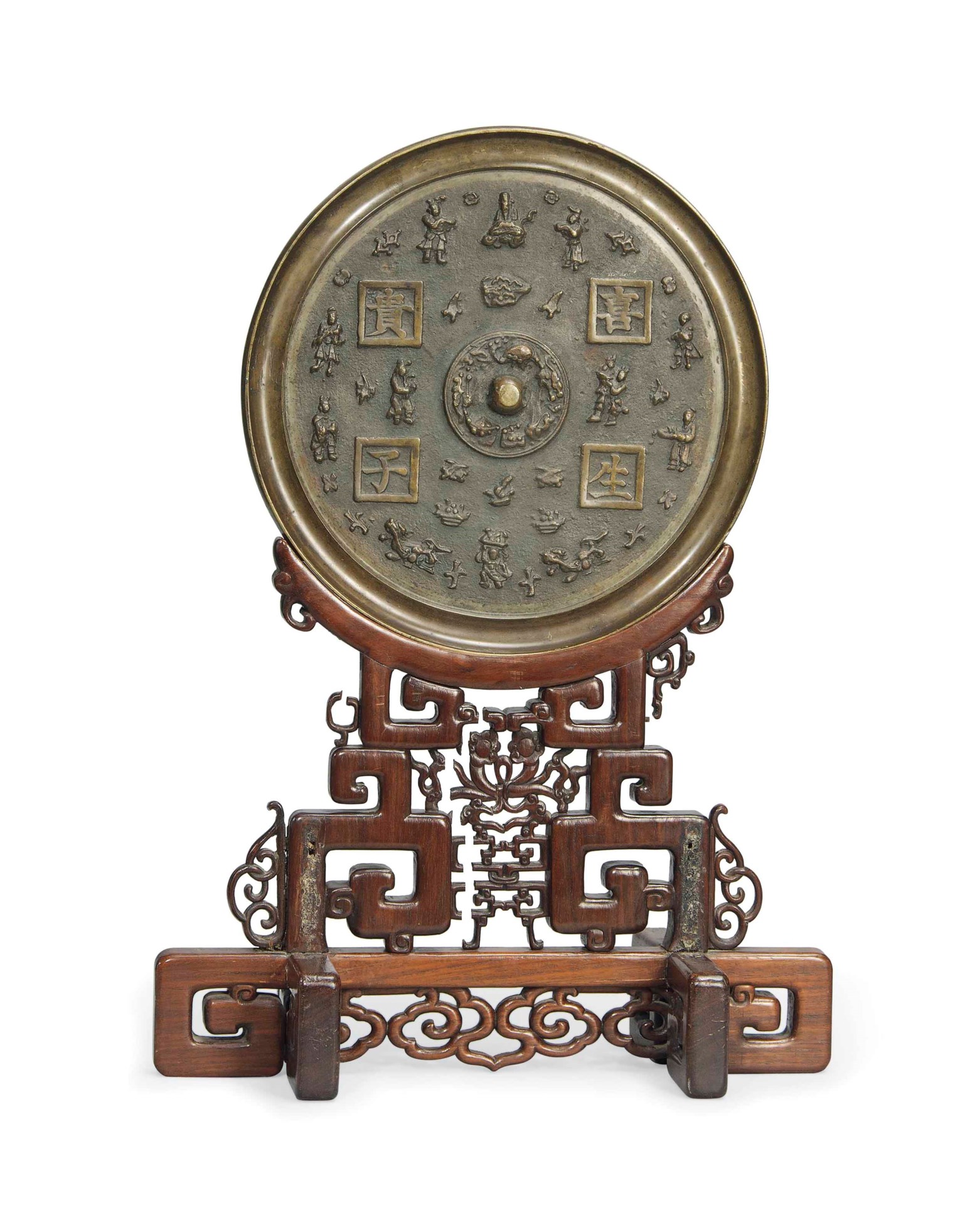 A LARGE CHINESE MINGSTYLE CIRCULAR BRONZE MIRROR, 19TH/20TH CENTURY