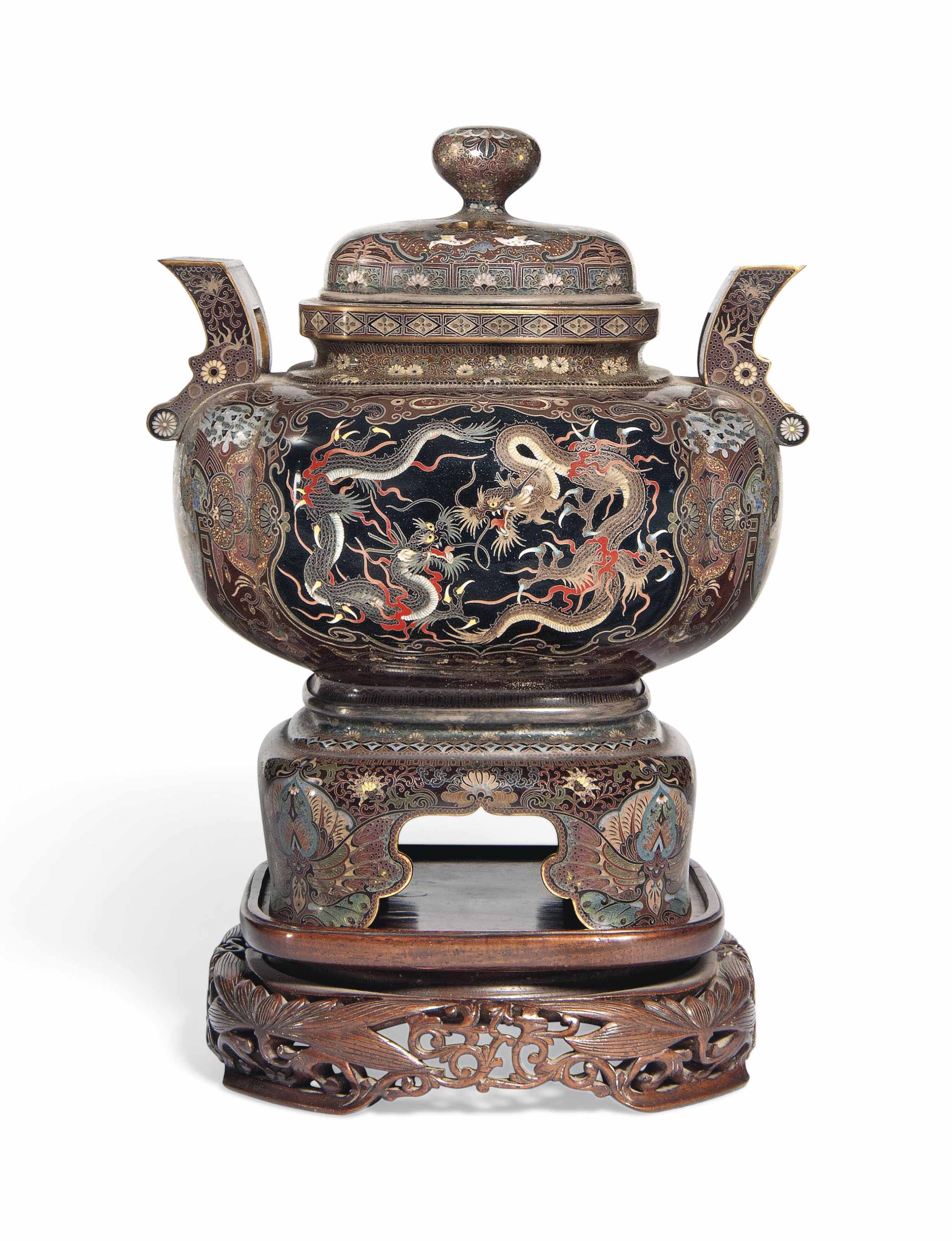 A Japanese Cloisonné Koro [Incense Burner] , MEIJI PERIOD (LATE 19TH