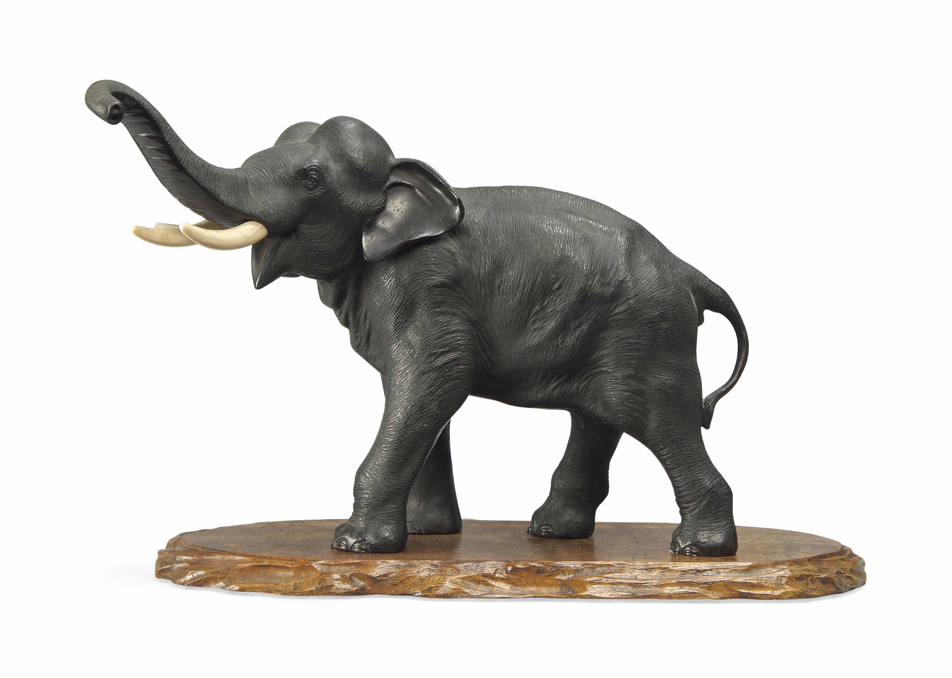 A Japanese Bronze Model of an Elephant , SIGNED SEIYA SAKU , MEIJI
