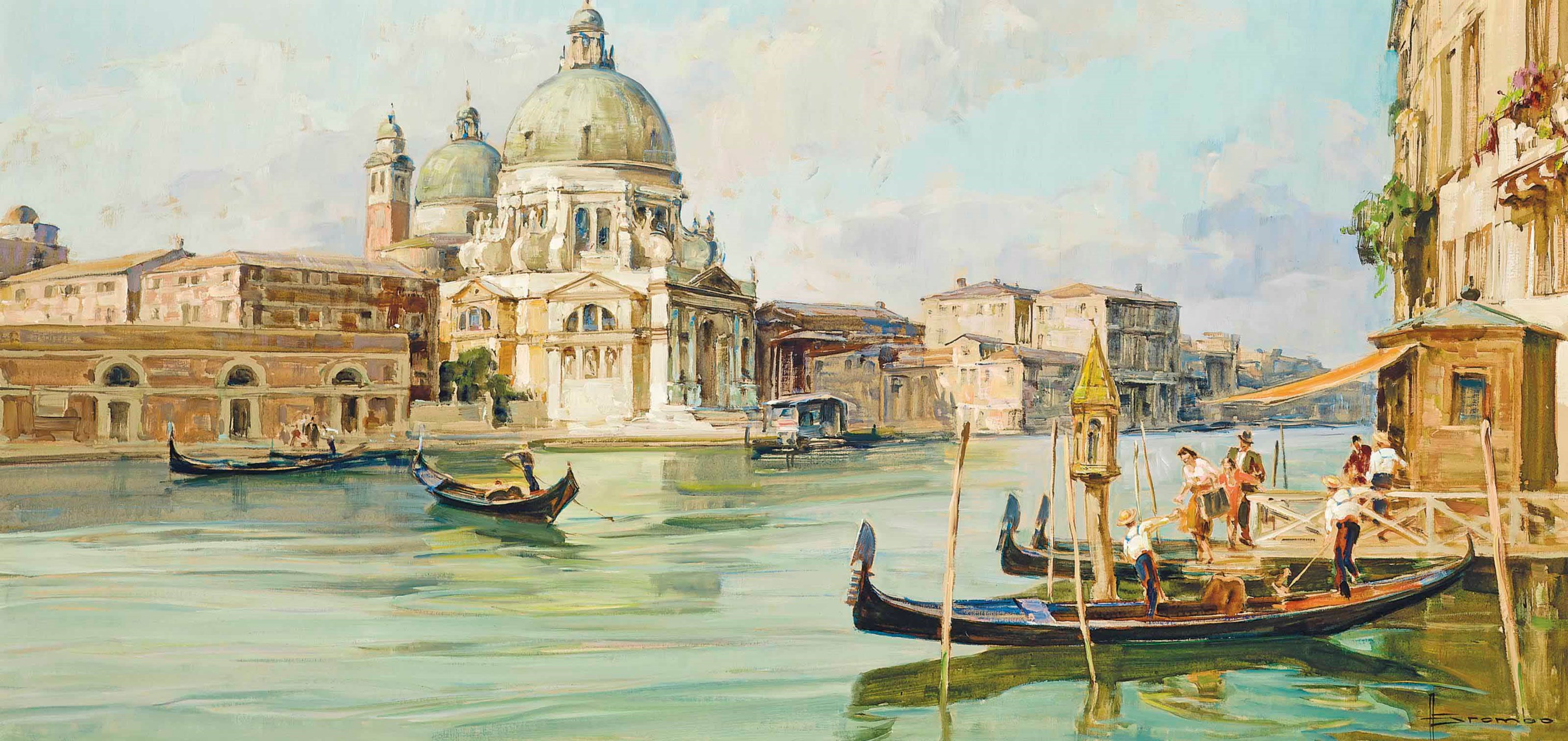 angelo-brombo-italian-1893-1962-boarding-a-gondola-at-the-entrance