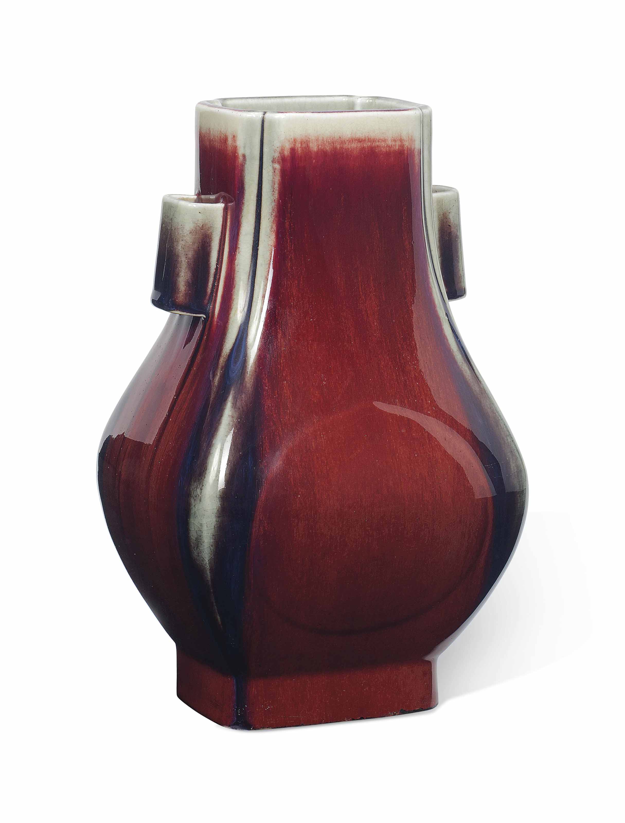 A Flambe Glazed Two Handled Vase Hu