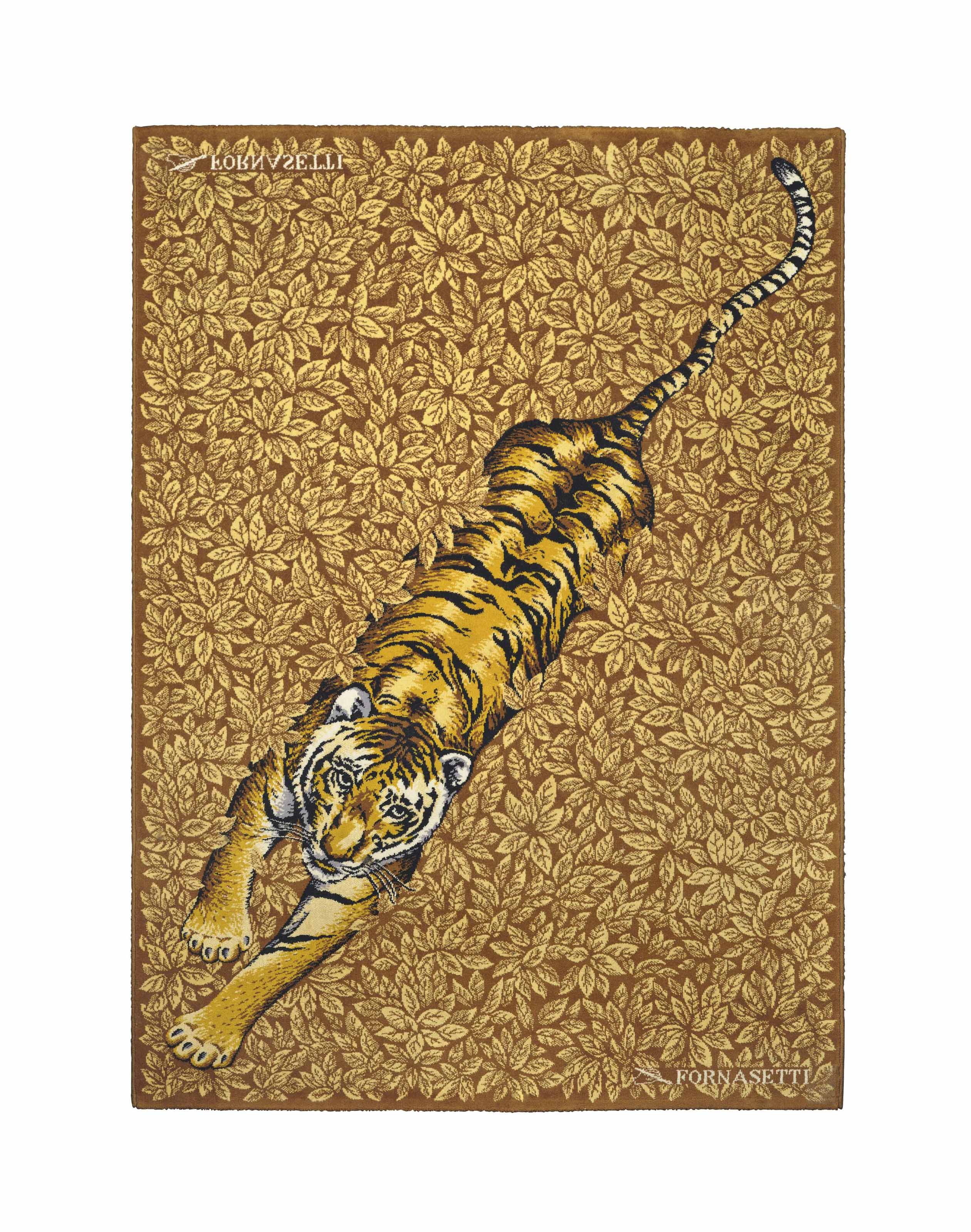 A FORNASETTI MACHINE WOVEN WOOL RUG DESIGNED BY BARNABA FORNASETTI AND MADE BY LOUIS DE POORTERE