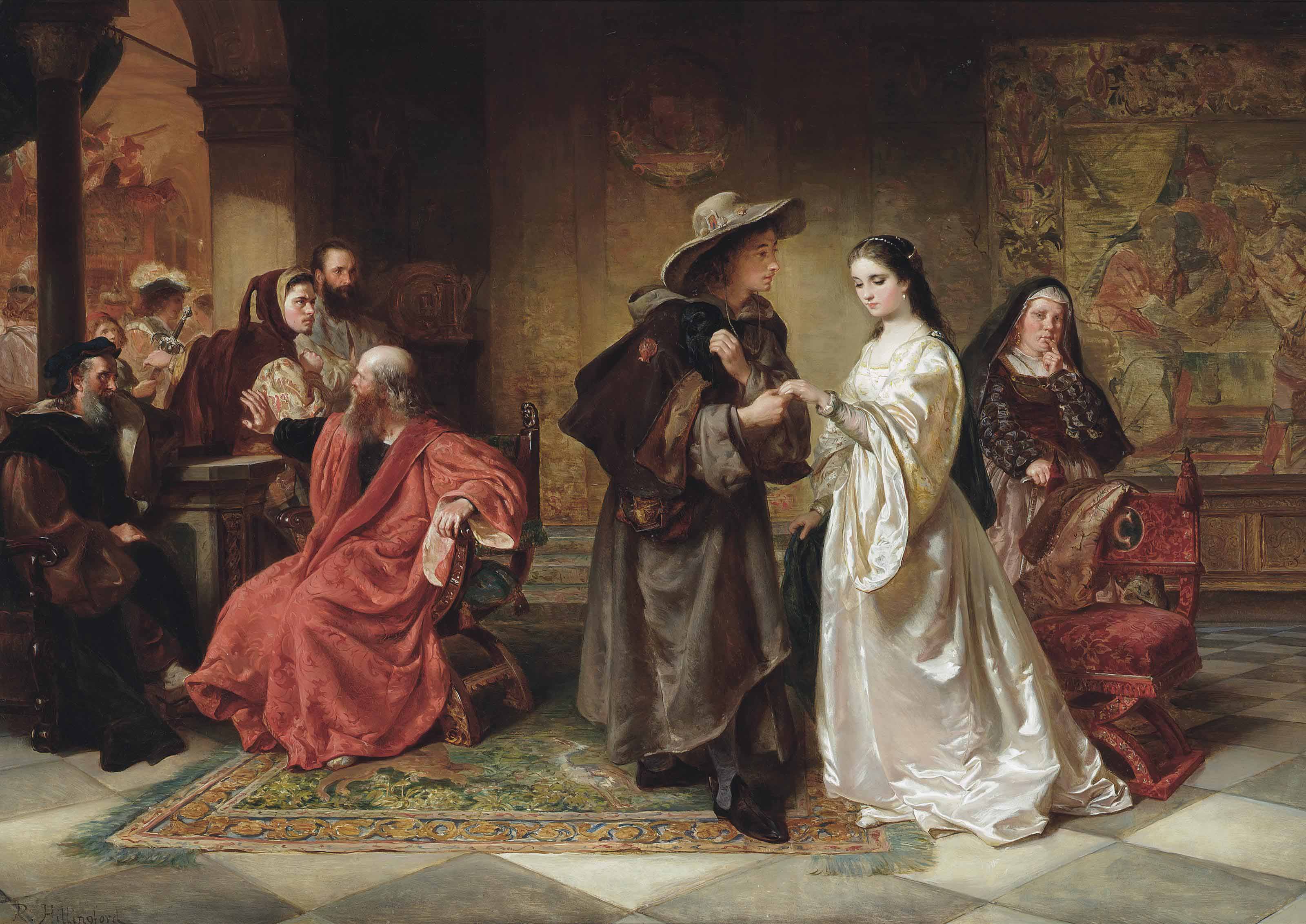 Robert Alexander Hillingford (1825-1904) , Romeo and Juliet meeting at ...