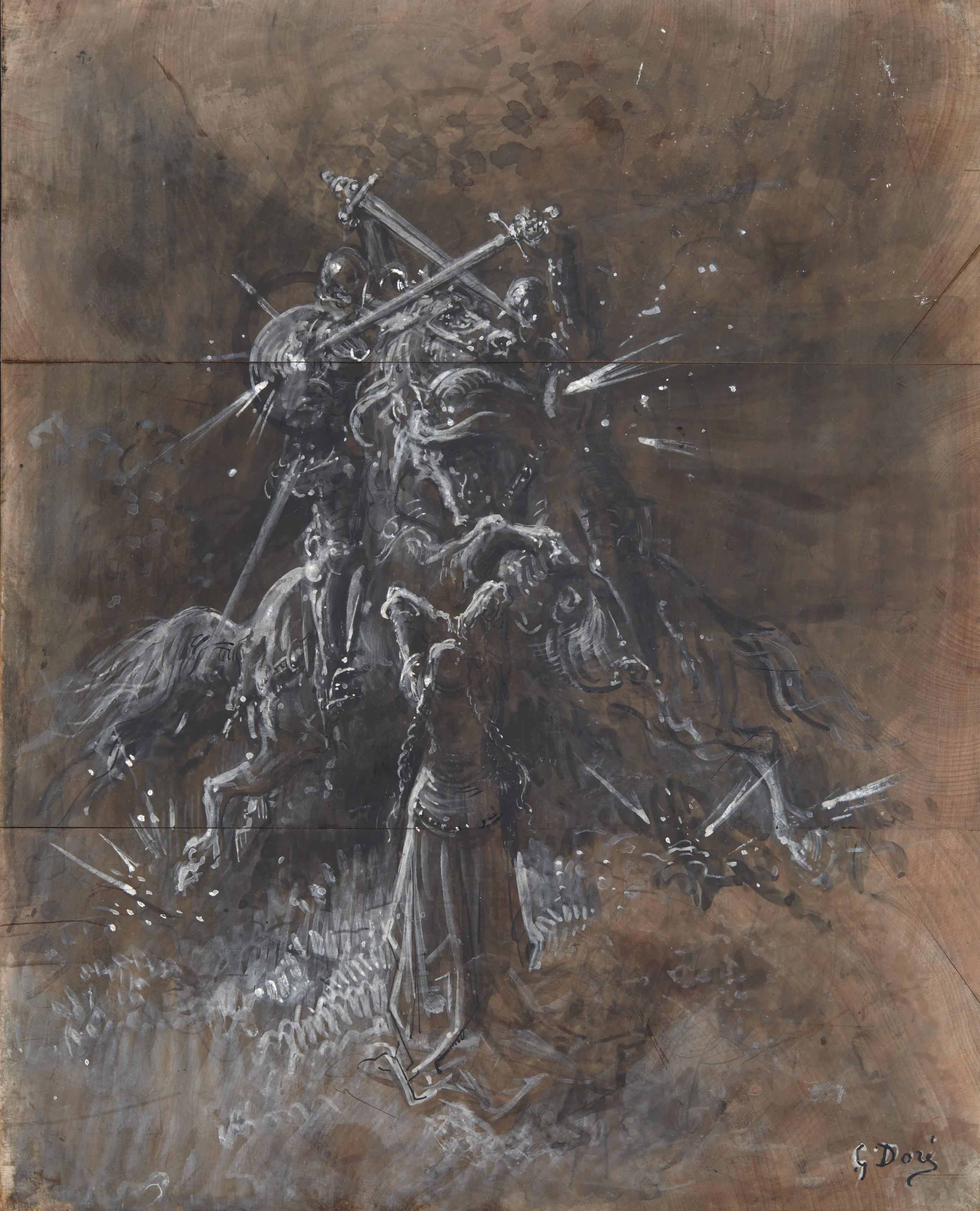 Gustave Dore Strasbourg 1832 1883 Paris Two Knights Riding