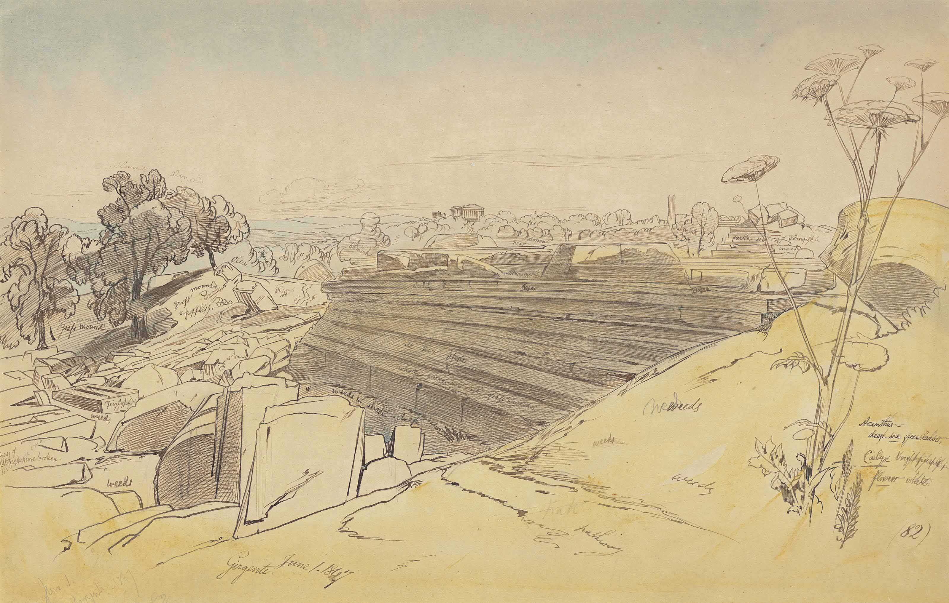 Edward Lear (London 18121888 San Remo, Italy) , Girgente, Sicily