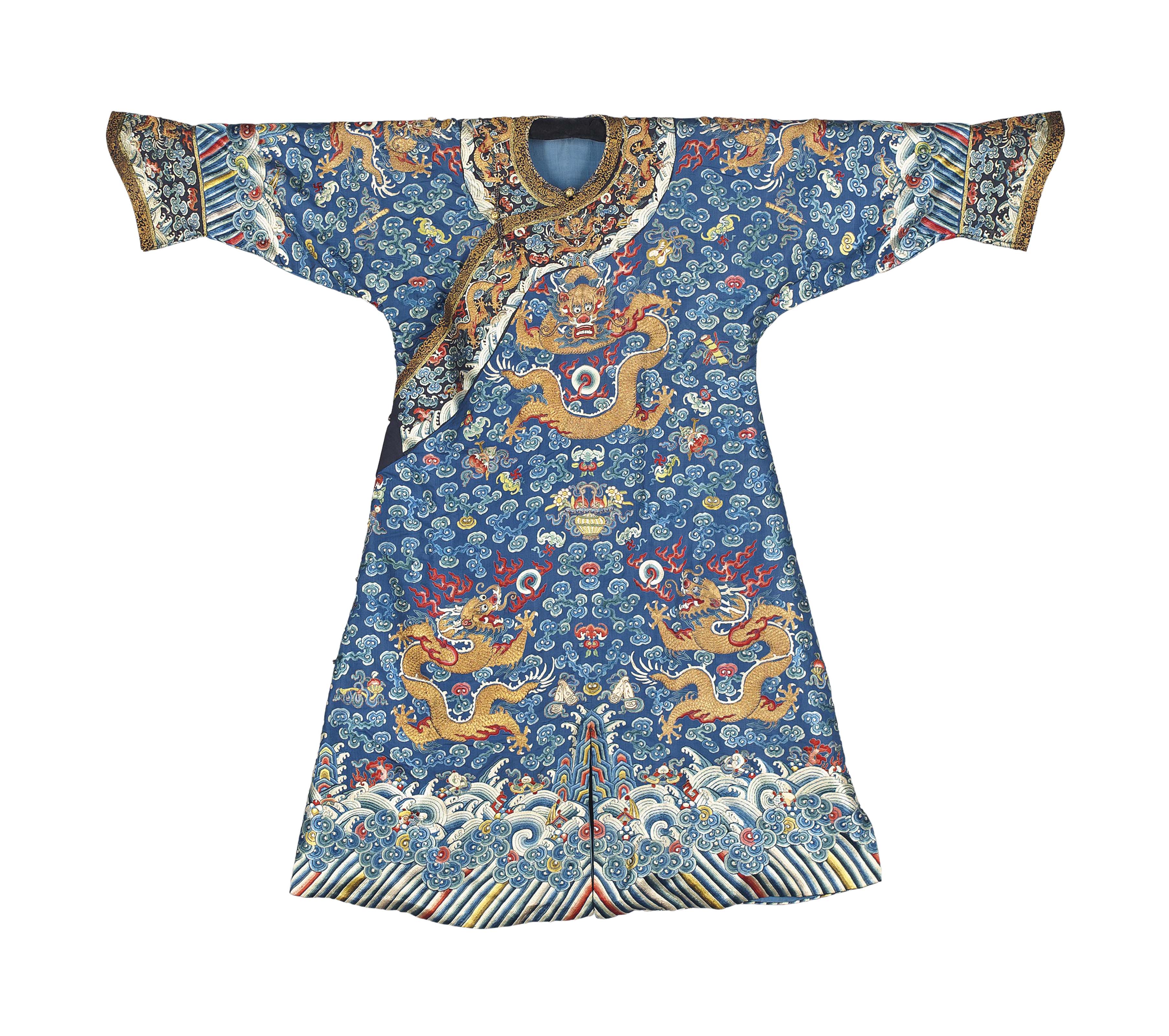 A CHINESE BLUE SILK DRAGON ROBE, JIFU , CIRCA 1870 Christie's