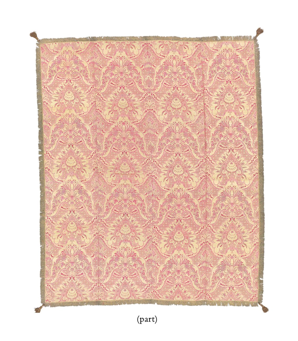 A RED AND GOLD SILK COVERLET