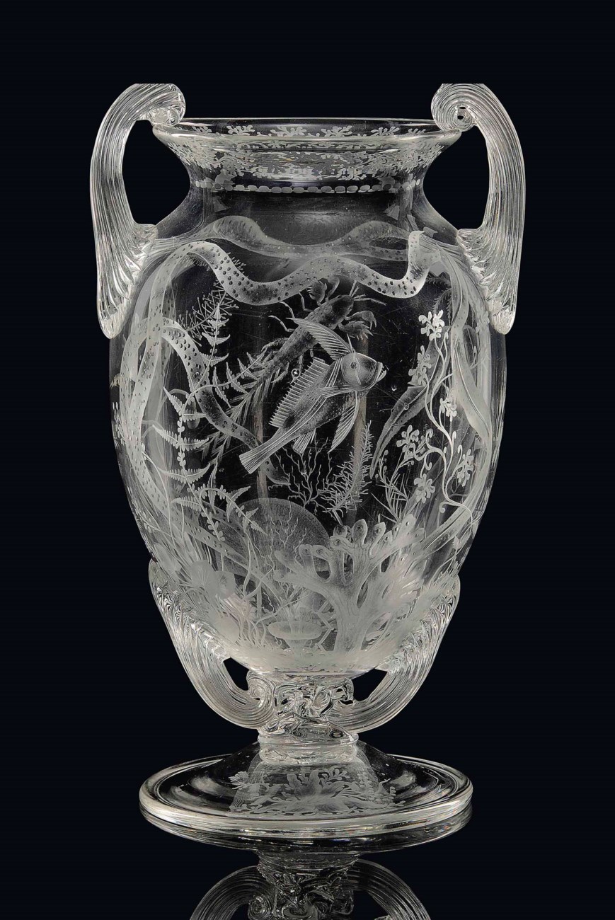 A STOURBRIDGE TWOHANDLED ENGRAVED GLASS VASE, CIRCA 1870 Christie's
