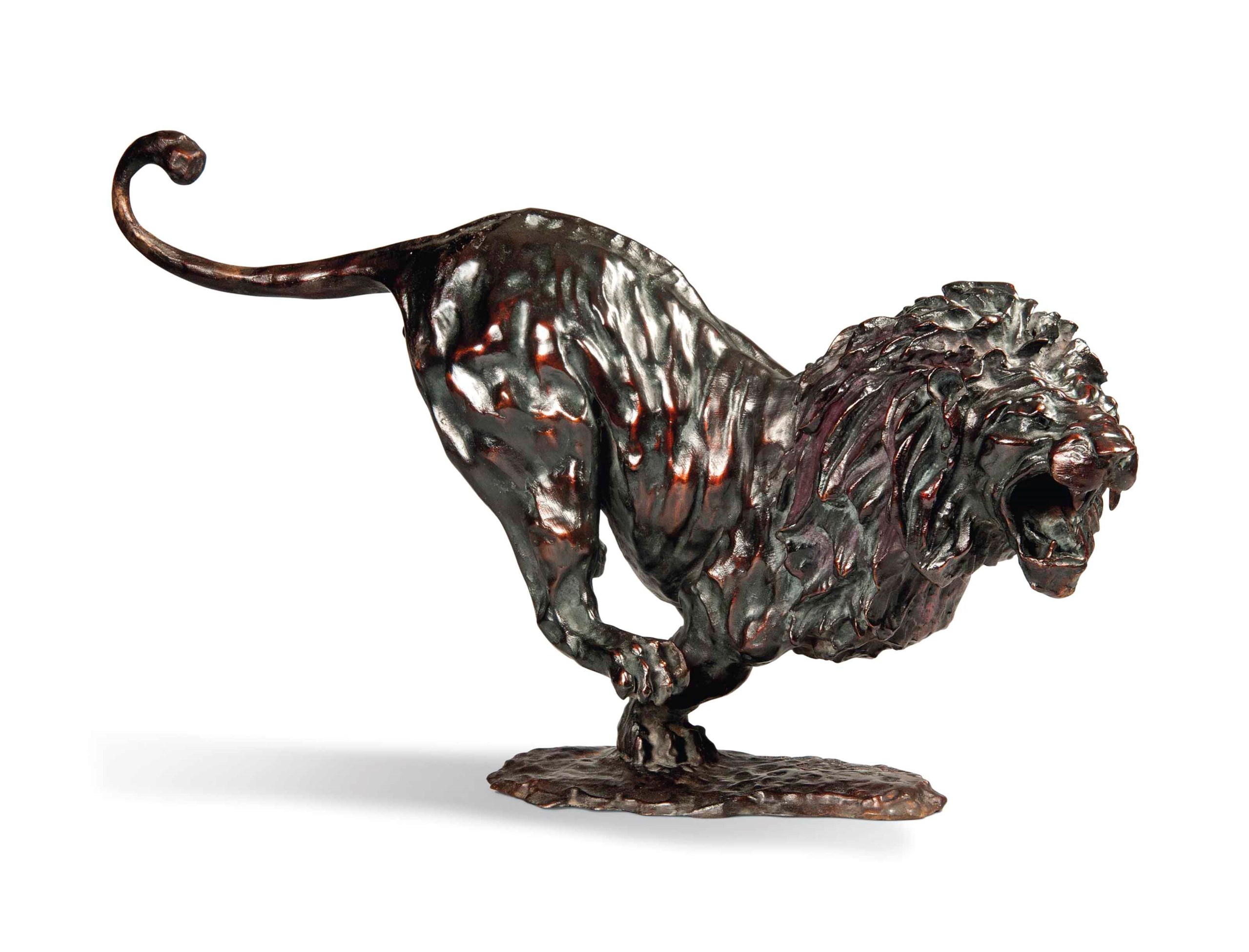 A FRENCH BRONZE MODEL ENTITLED 'LION CHASSANT', BY JOSE MARIA DAVID (B