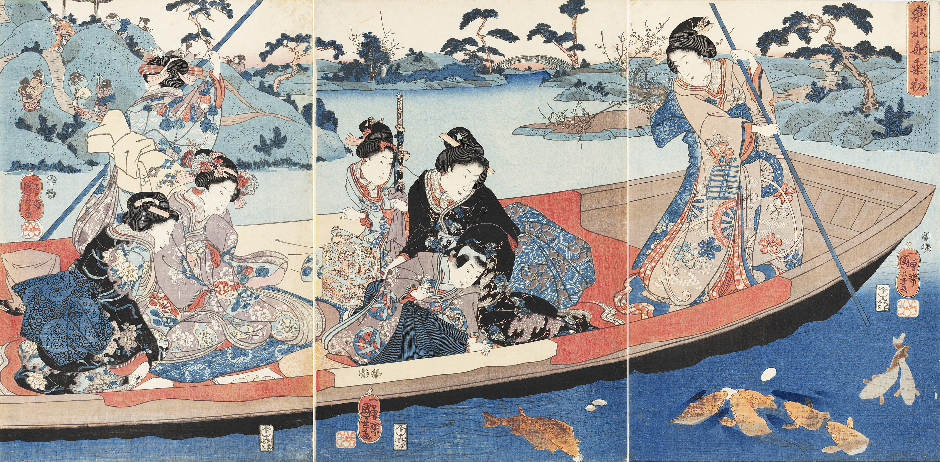 The First Time on a Boat on a Miniature Lake, Utagawa Kuniyoshi