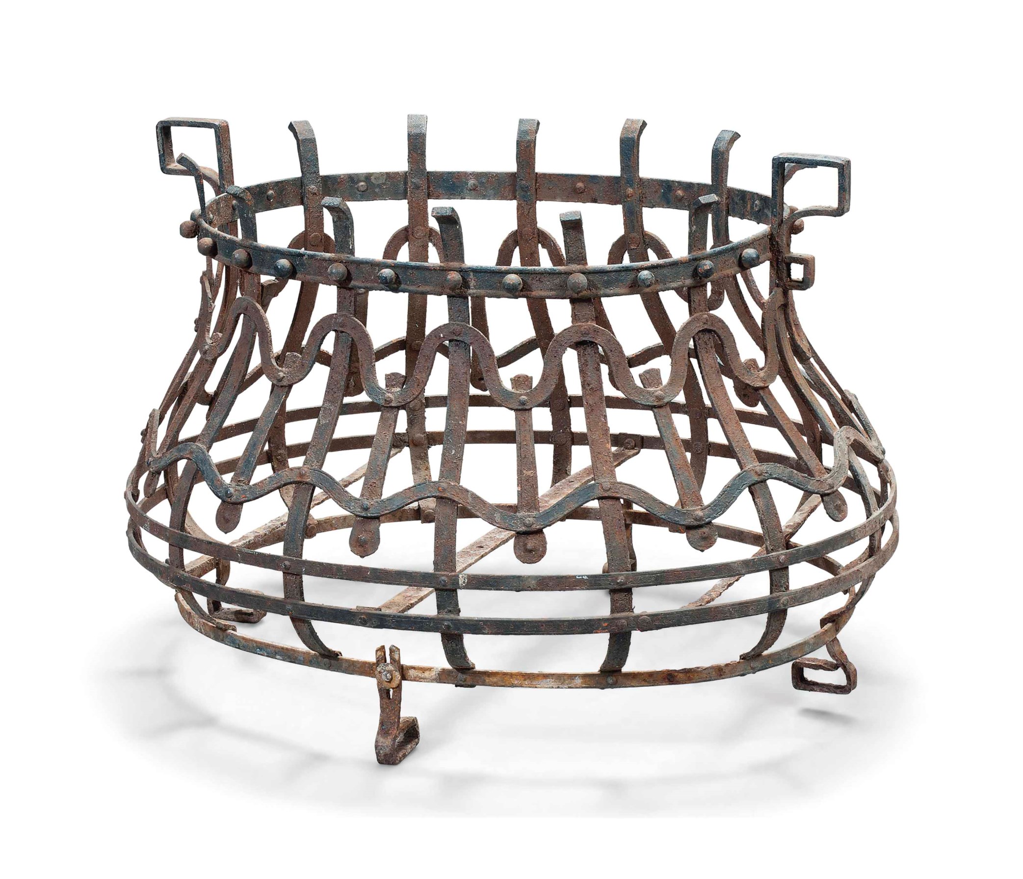 AN EUROPEAN WROUGHTIRON BRAZIER