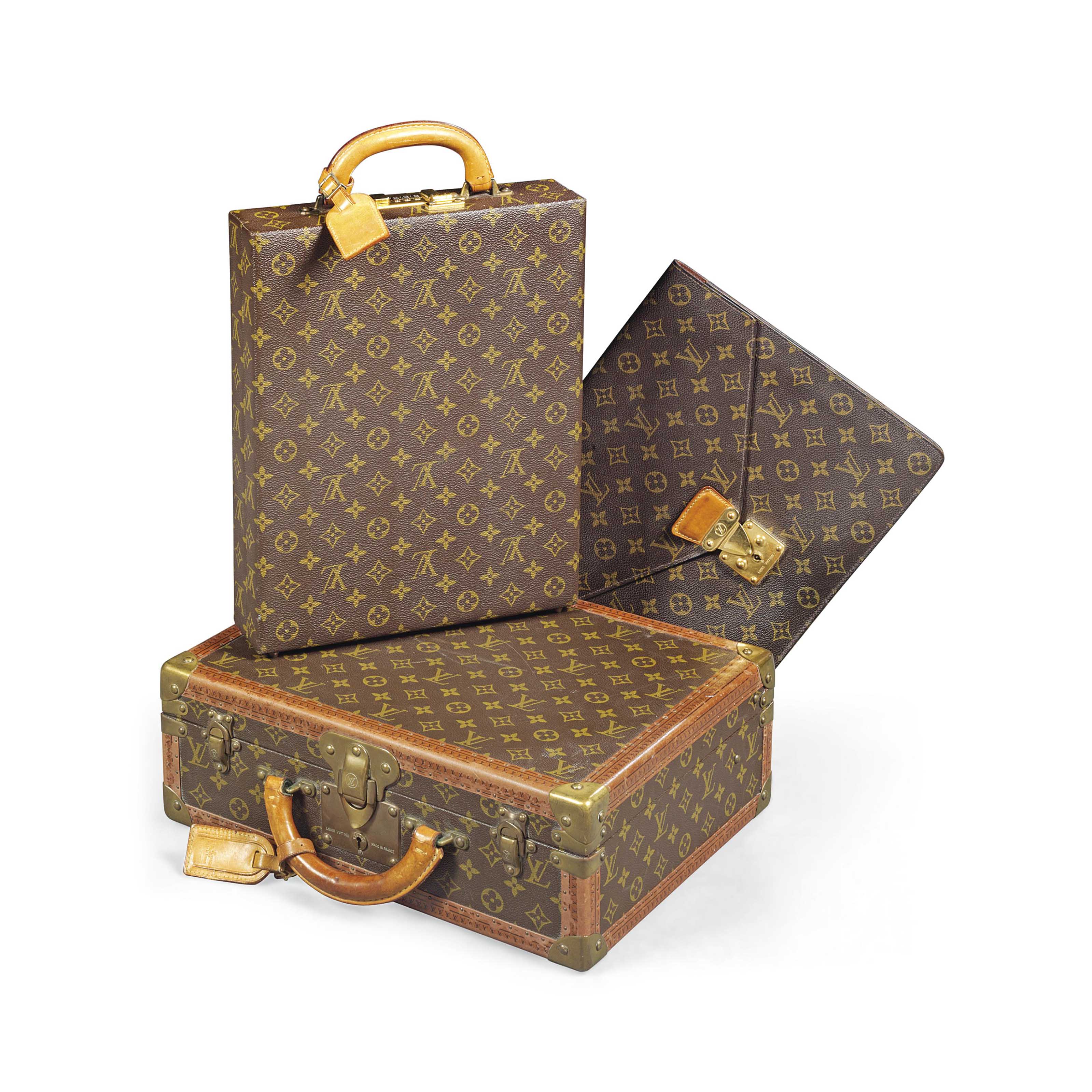 THREE SUITCASES IN MONOGRAM CANVAS , LOUIS VUITTON, LATE 20TH 