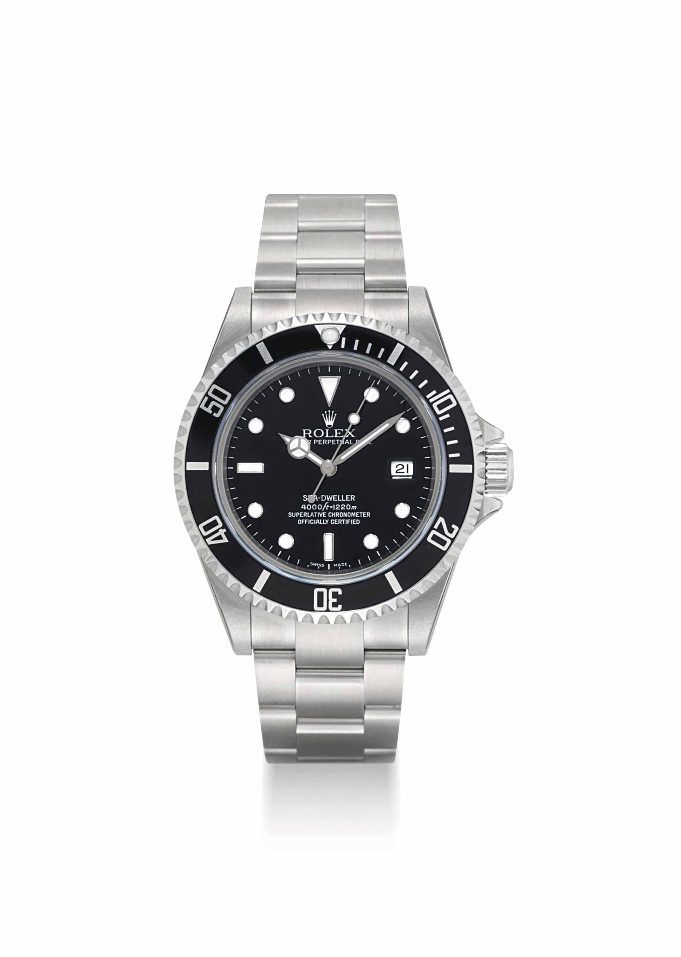 ROLEX. A STAINLESS STEEL AUTOMATIC WRISTWATCH WITH SWEEP CENTRE SECONDS