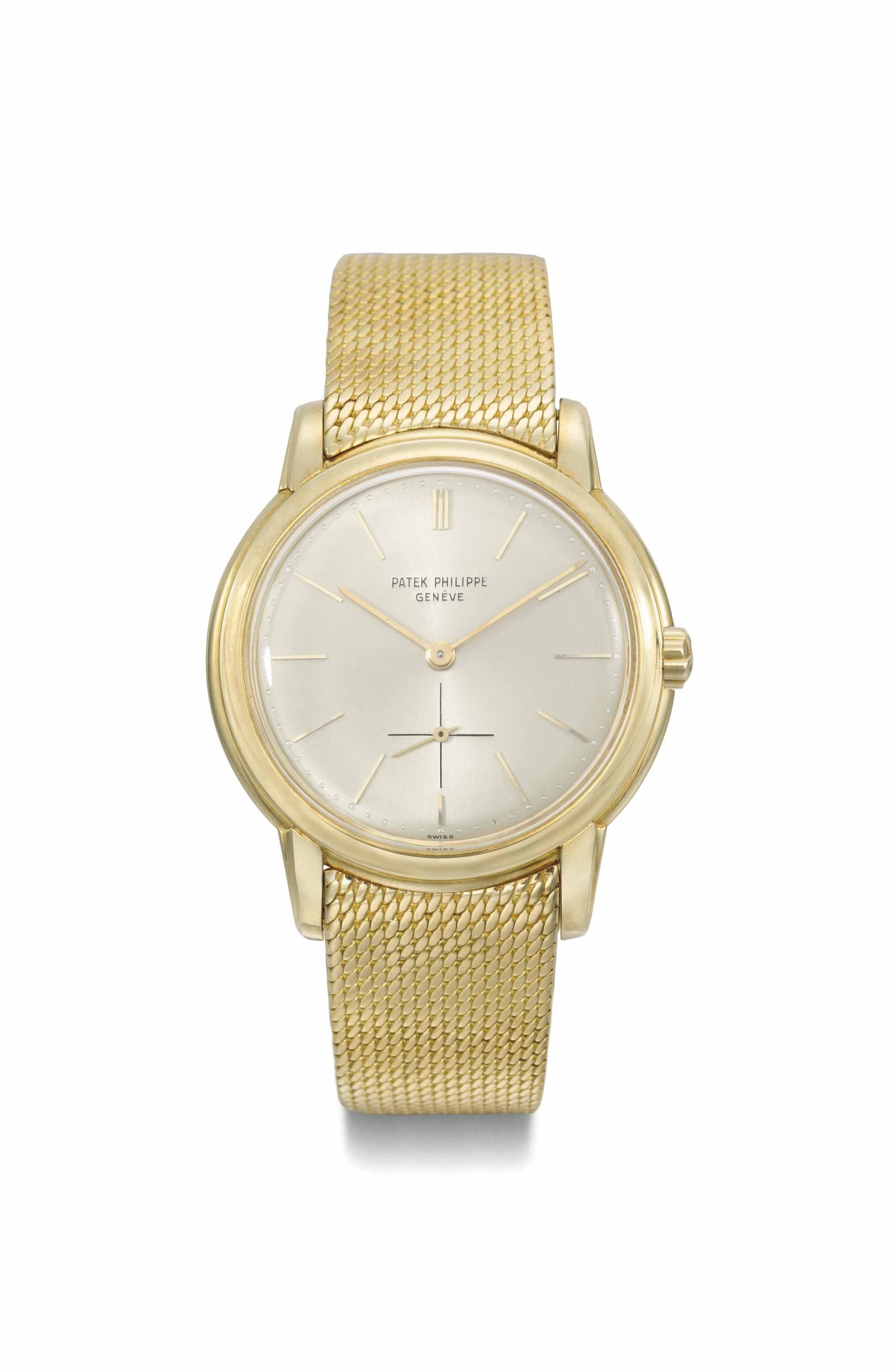 Patek Philippe. A fine 18K gold automatic wristwatch with enamel