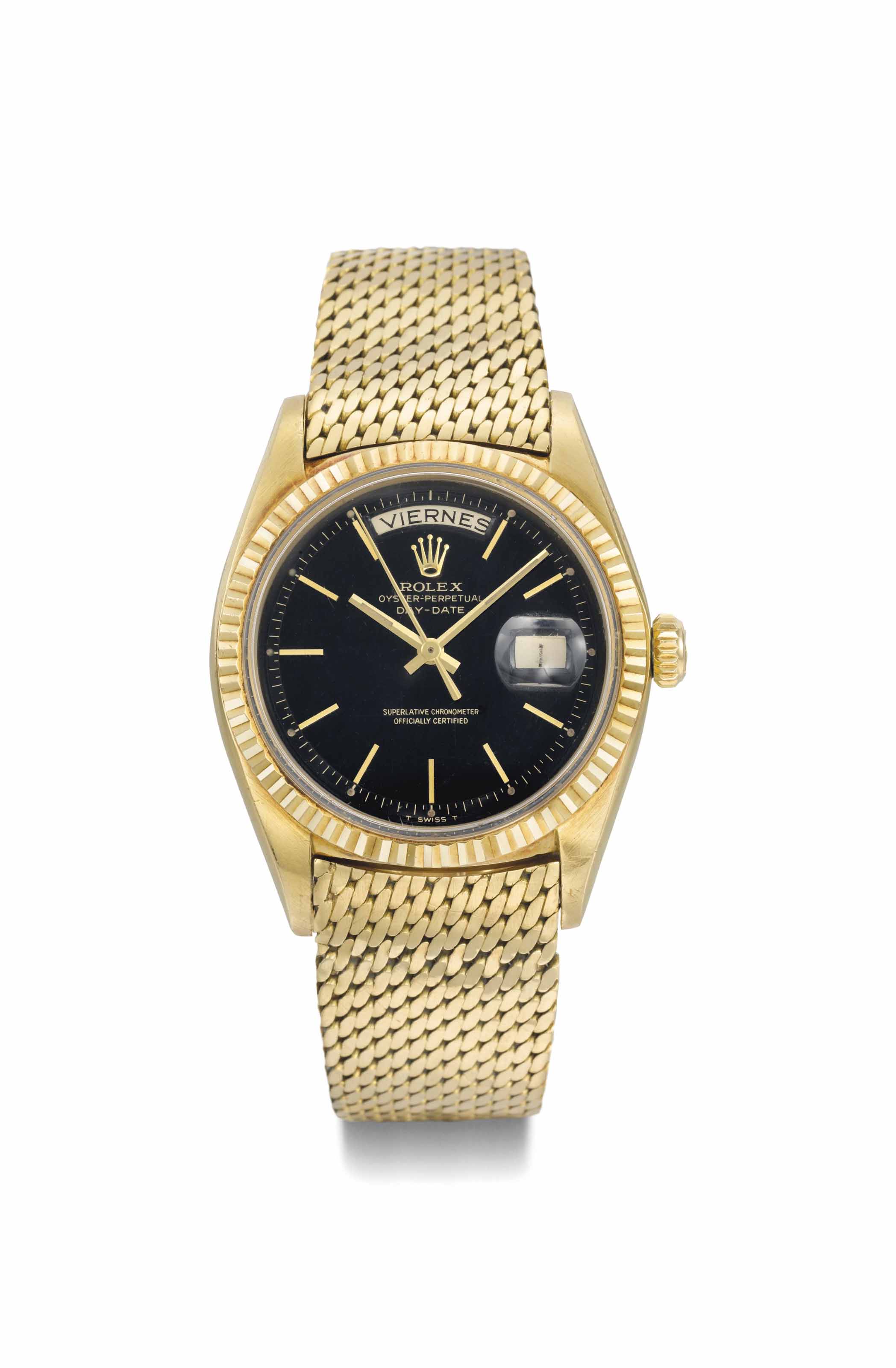 Rolex. An attractive 18K gold automatic wristwatch with sweep centre