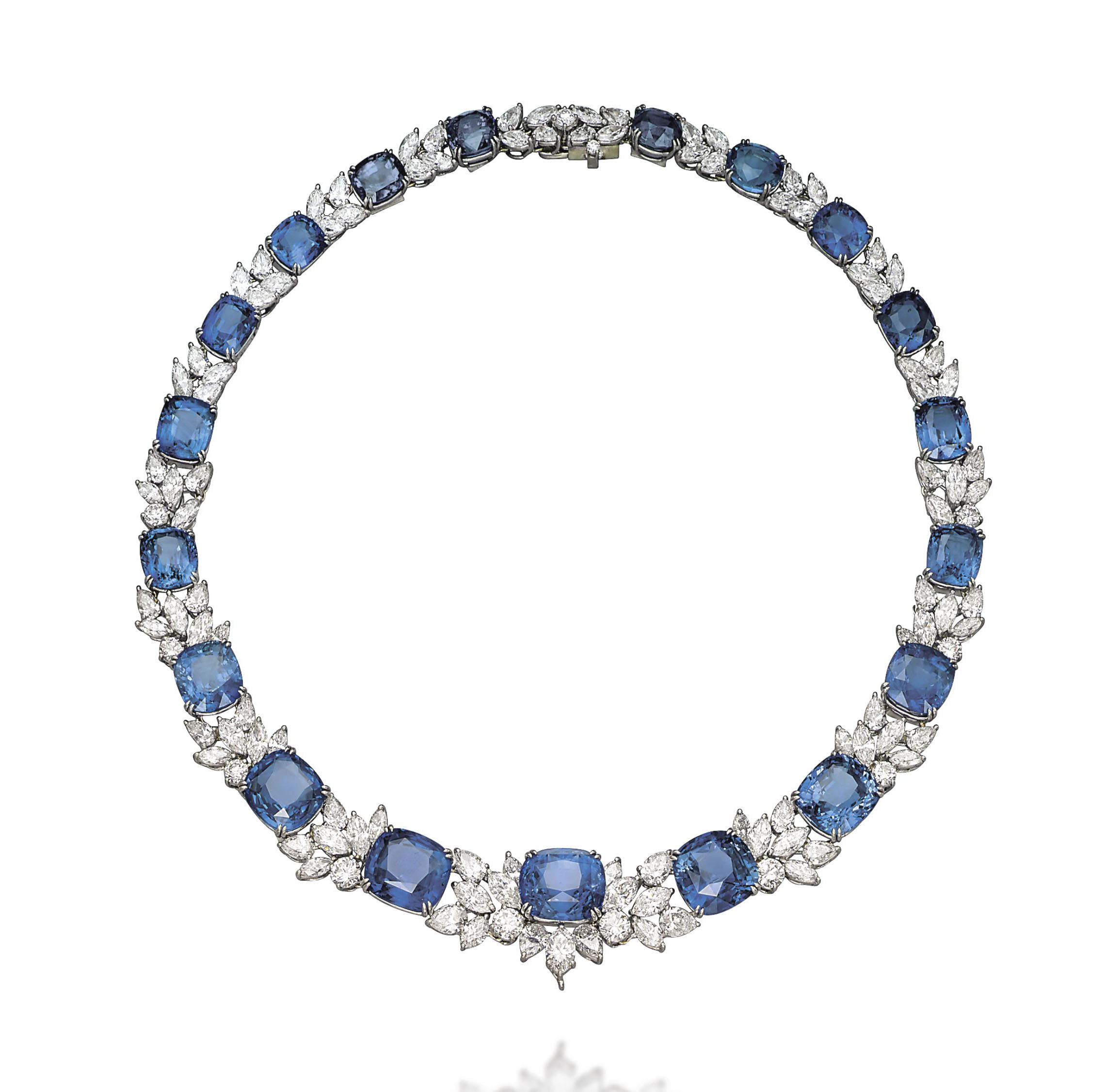 A SAPPHIRE AND DIAMOND NECKLACE, BY HARRY WINSTON