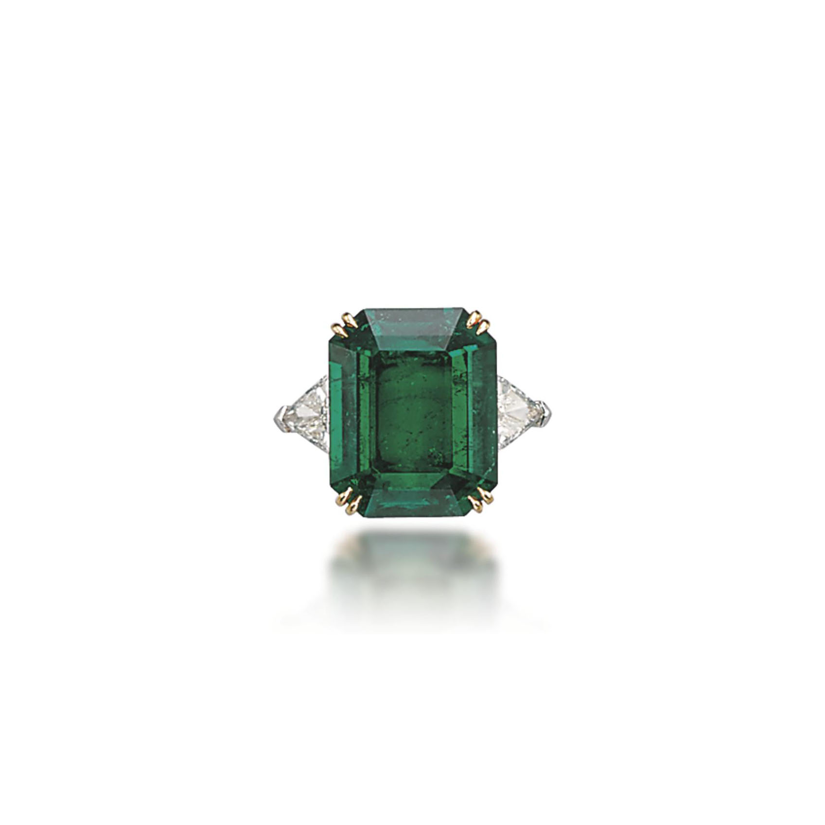 AN EMERALD AND DIAMOND RING, BY CHATILA