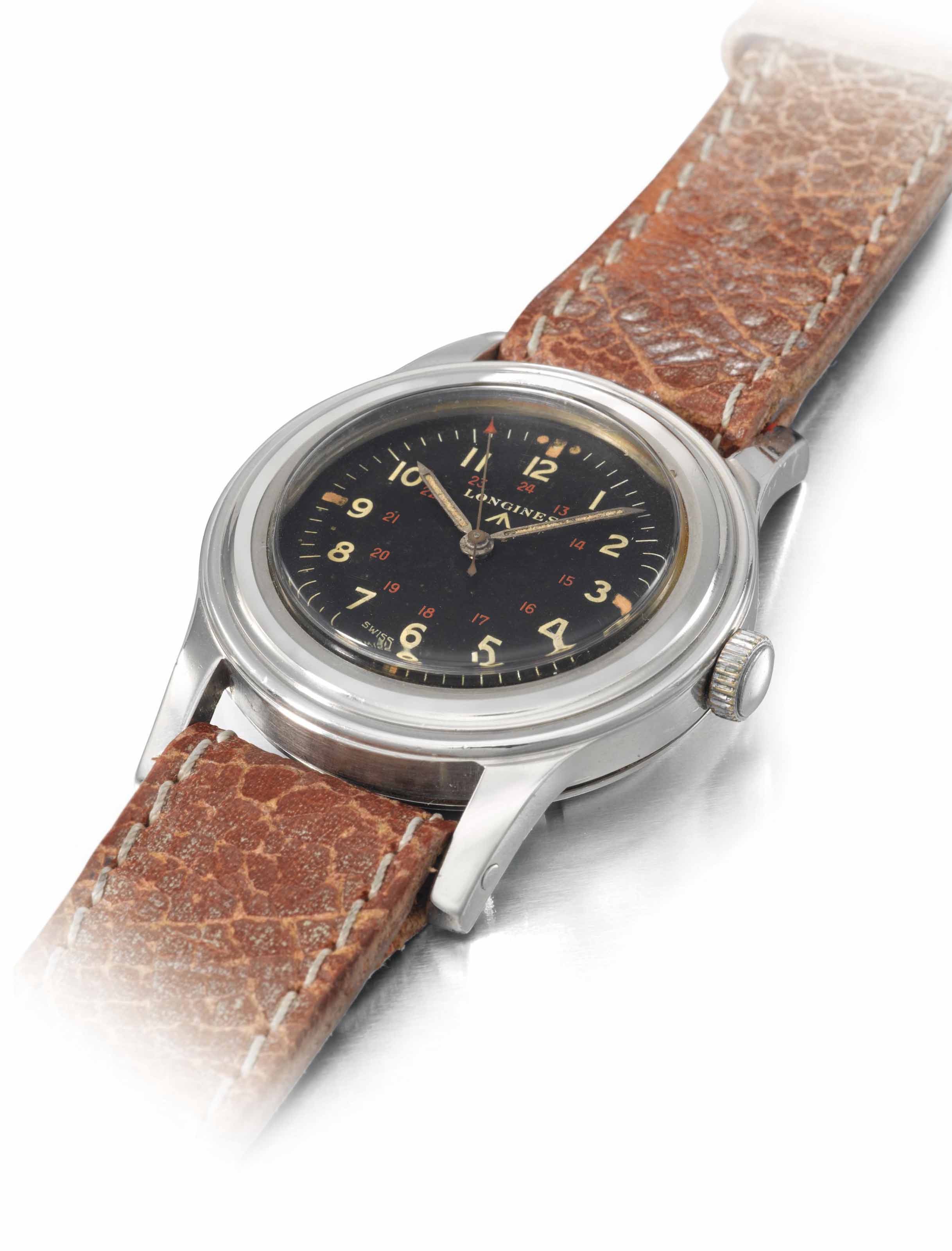 Longines. An extremely rare stainless steel anti magnetic military