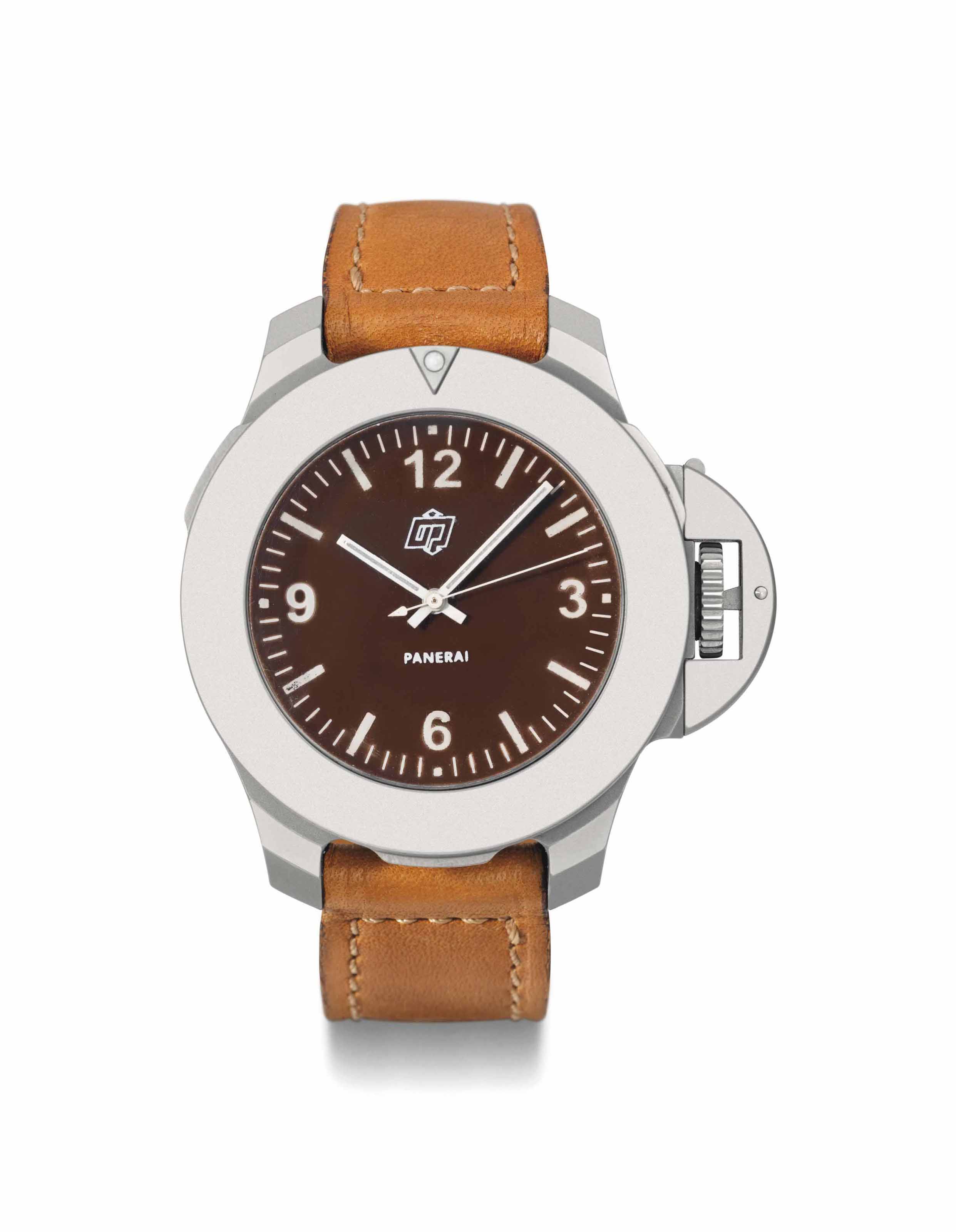 Panerai. A large and very rare stainless steel wristwatch with chronometer certificate and box SIGNED PANERAI LUMINOR MARINA REF. OP 6511 PAM00037 CASE NO. BB979 667 MANUFACTURED IN 1999 Christie s