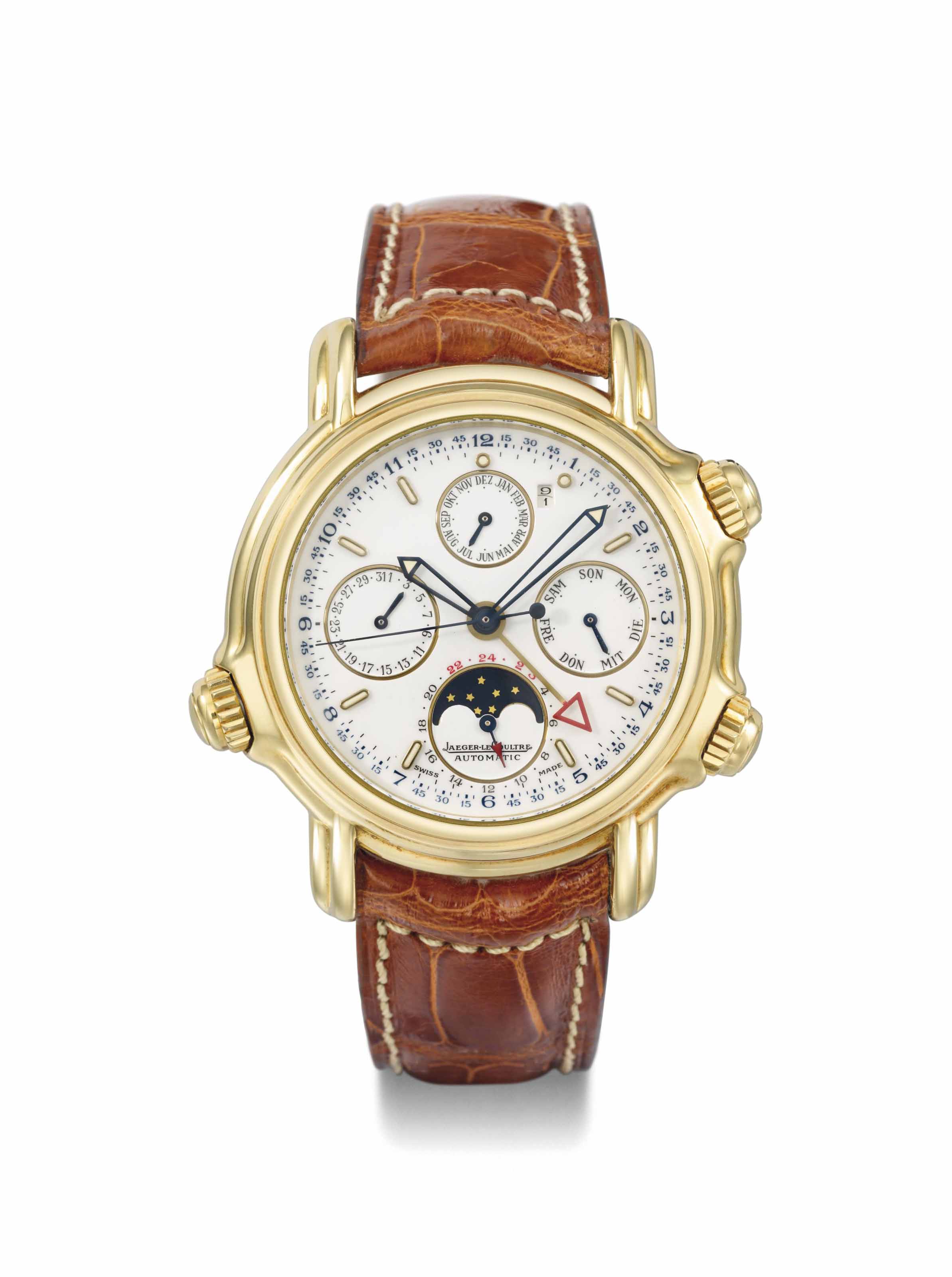 JaegerLeCoultre. A fine 18K gold automatic perpetual calendar