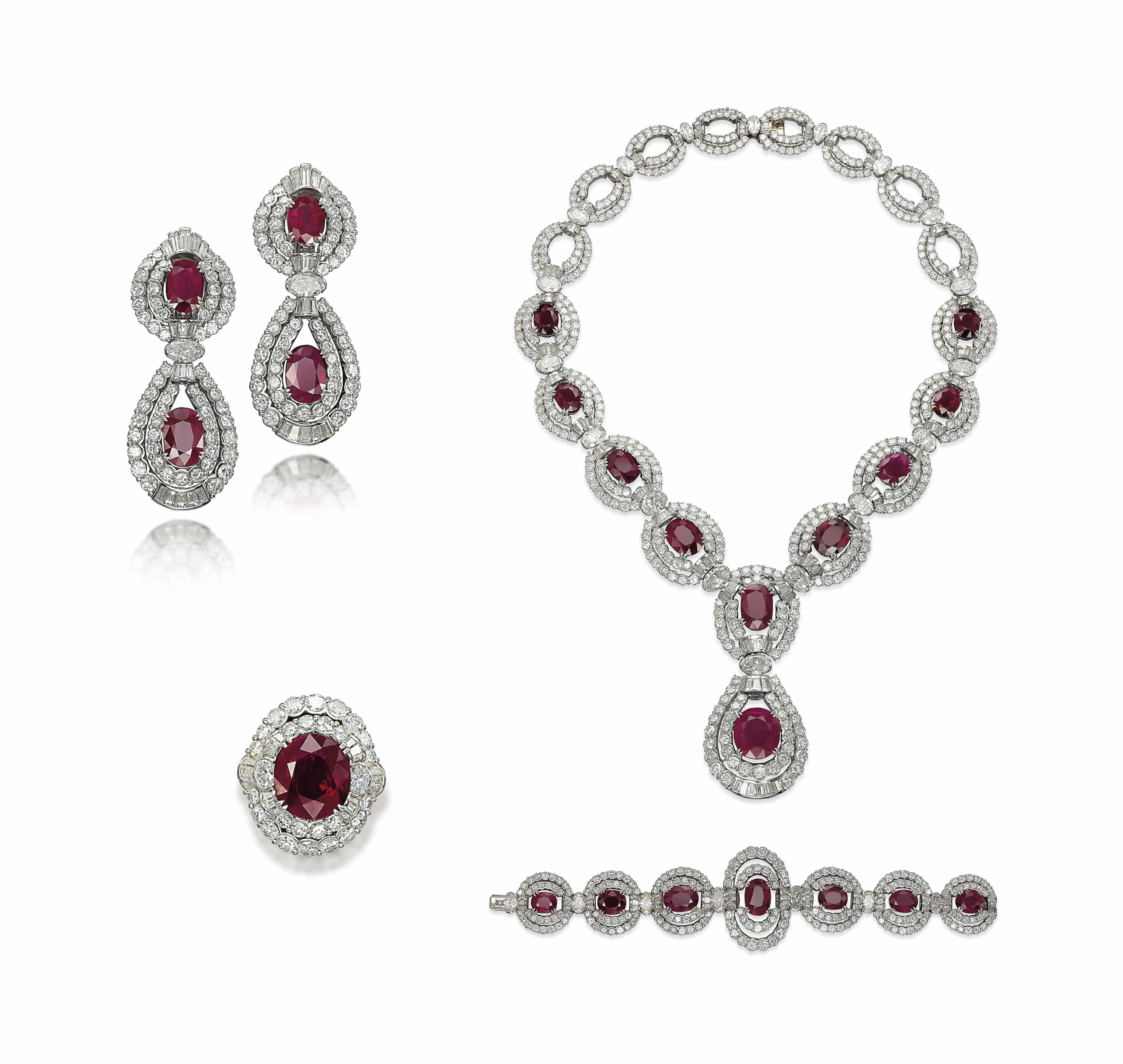 A SUITE OF RUBY AND DIAMOND JEWELLERY, BY MOUAWAD