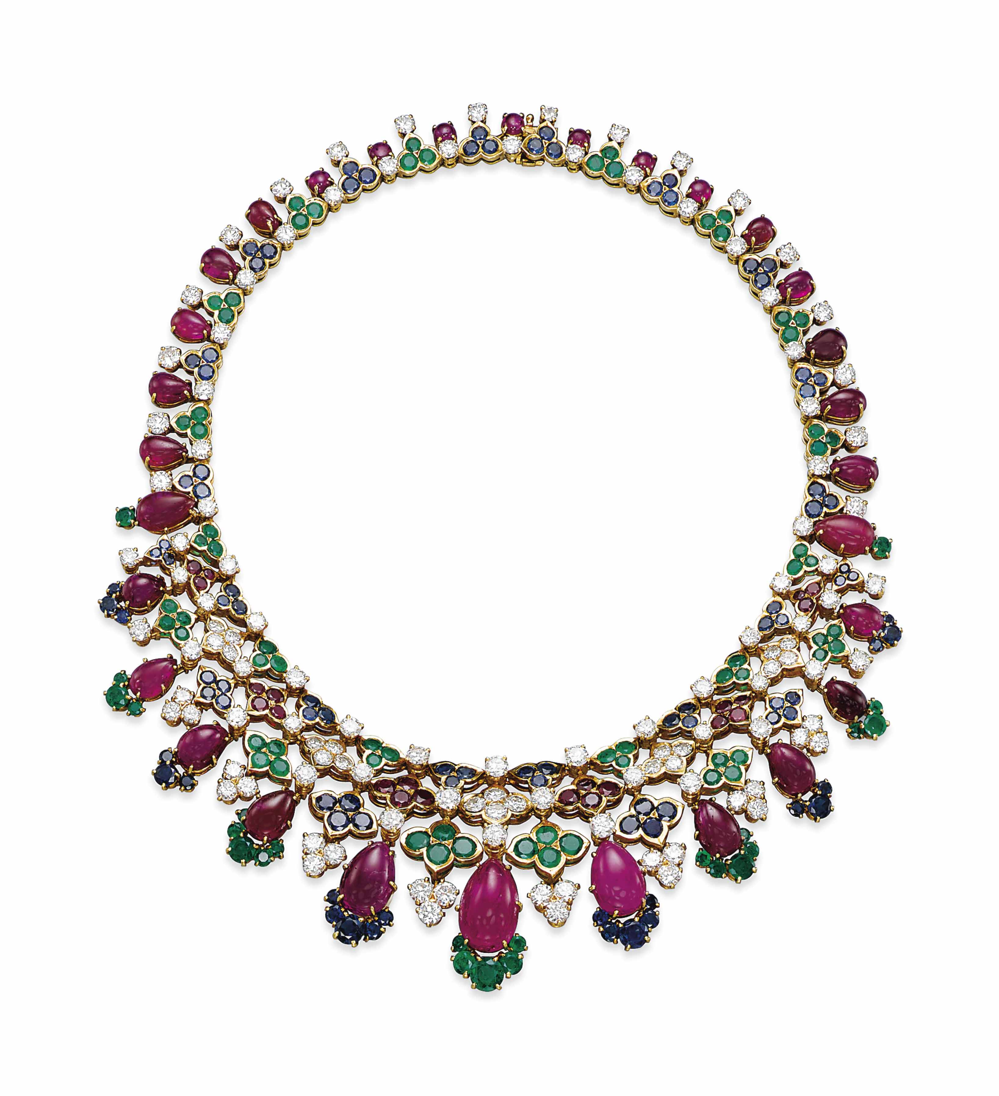 A RUBY, EMERALD, SAPPHIRE AND DIAMOND NECKLACE, BY MAUBOUSSIN Christie's