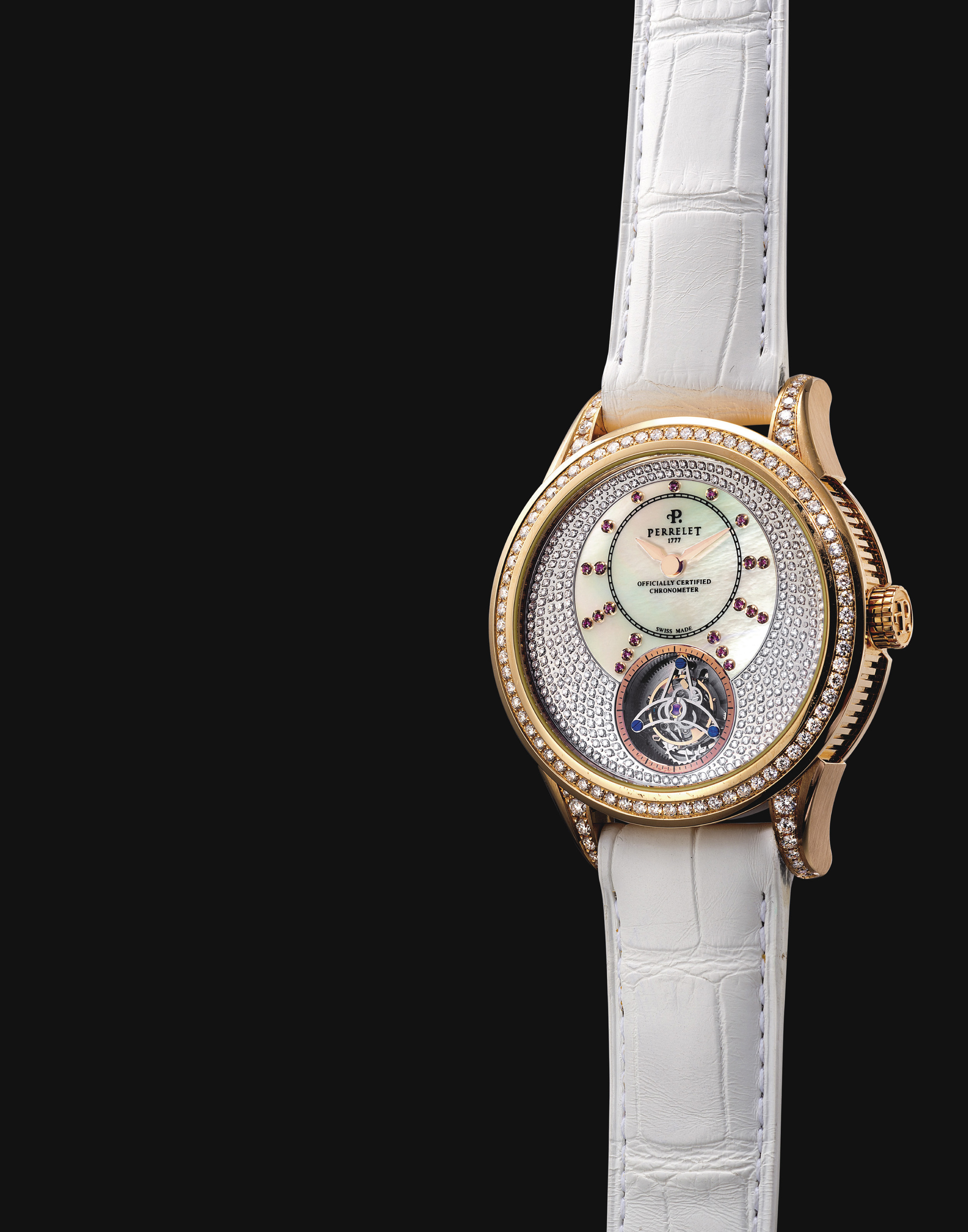 PERRELET. A FINE 18K PINK GOLD, DIAMOND AND RUBY-SET LIMITED EDI