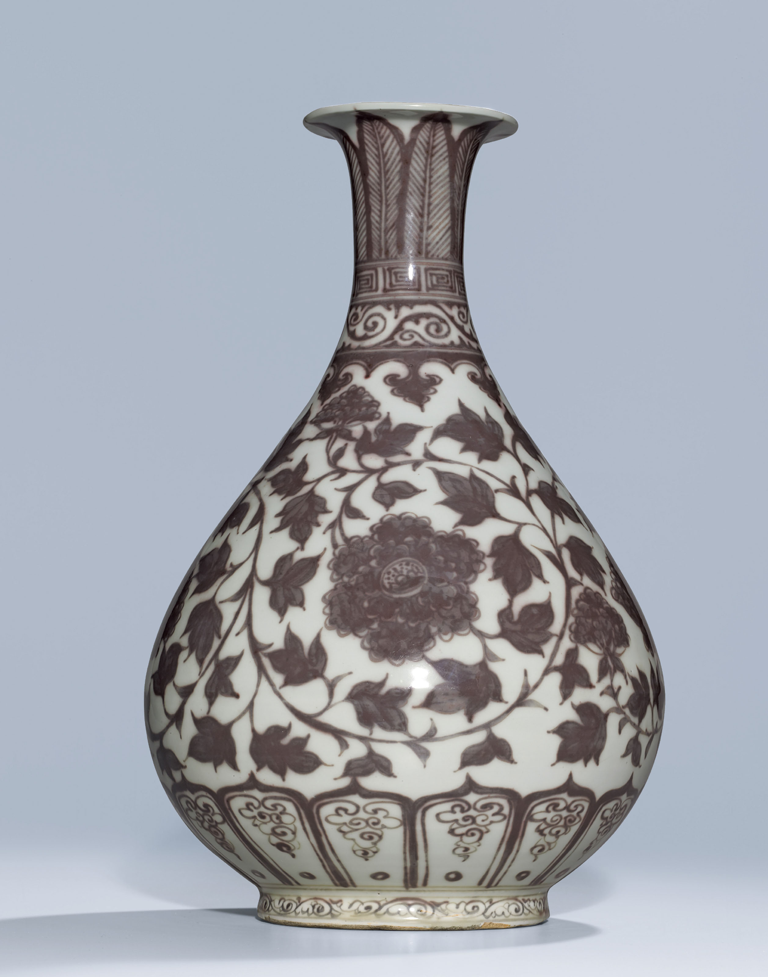 A Fine And Extremely Rare Copper Red Decorated Pear Shaped Vase