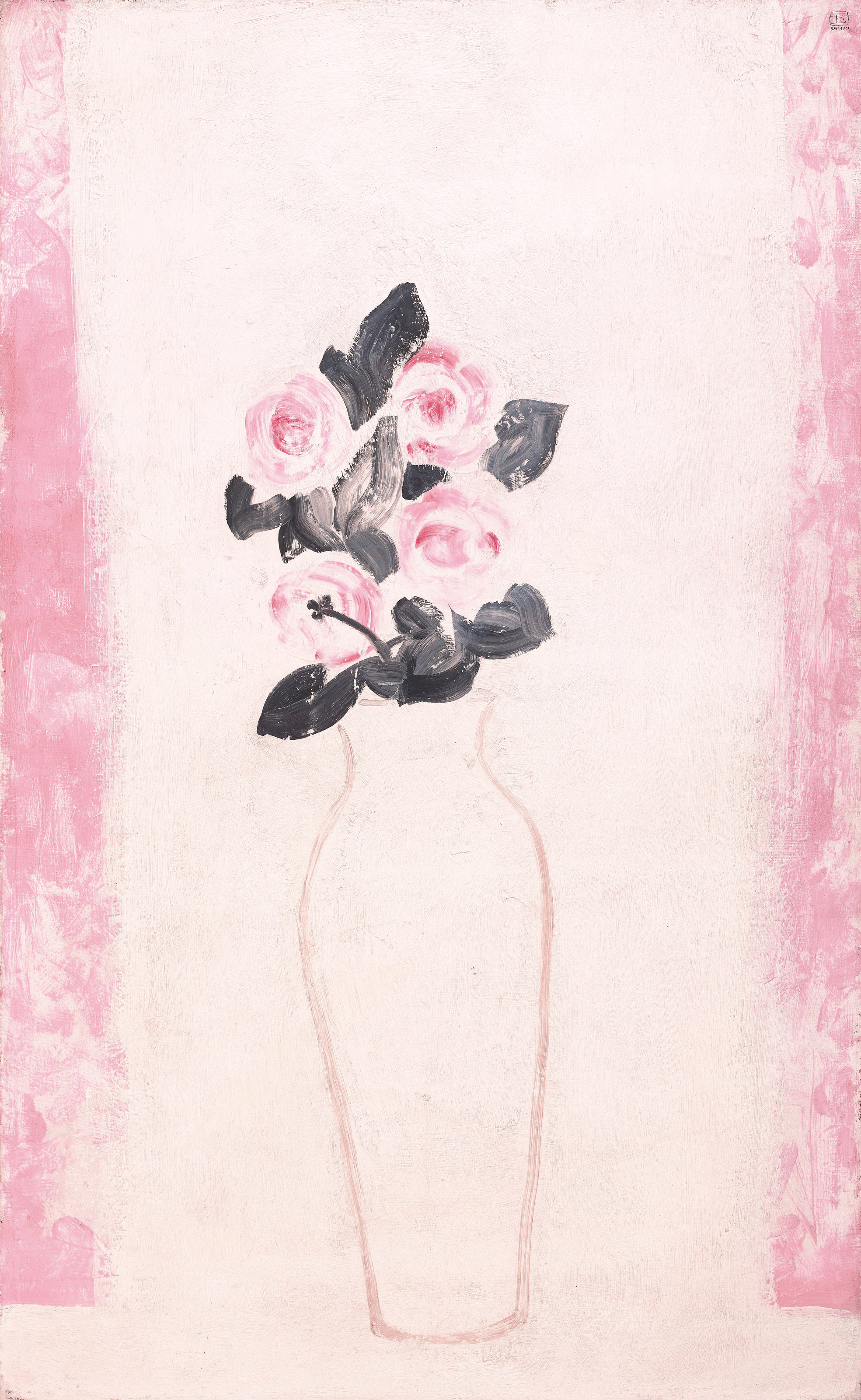 Roses in a White Vase (Bouquet de roses dans un vase blanc) 
