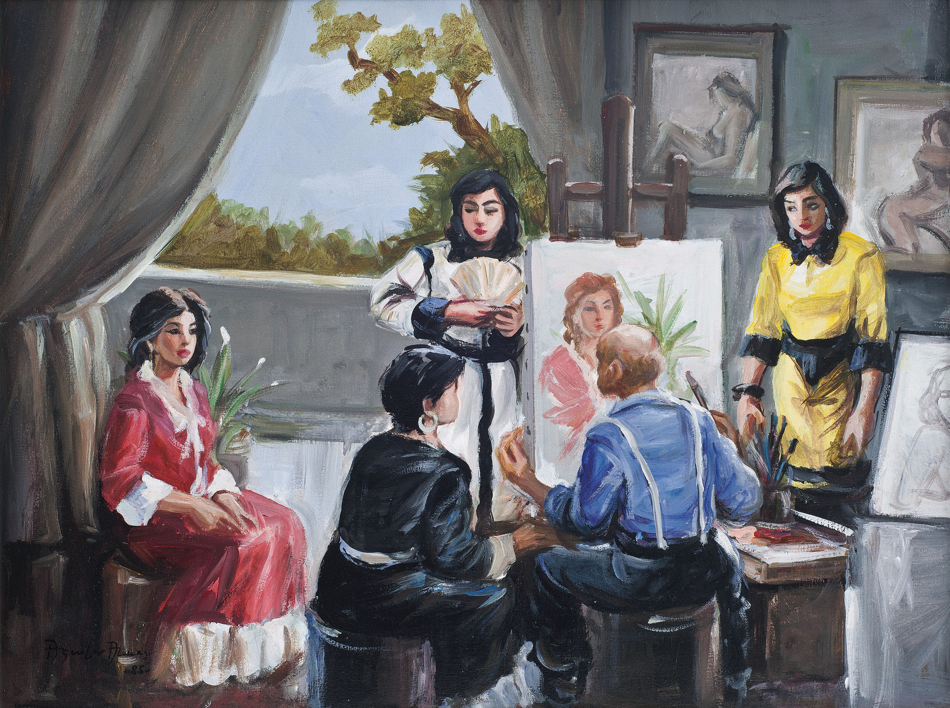 Federico Aguilar Alcuaz B 1932 Self Portrait Of The Artist