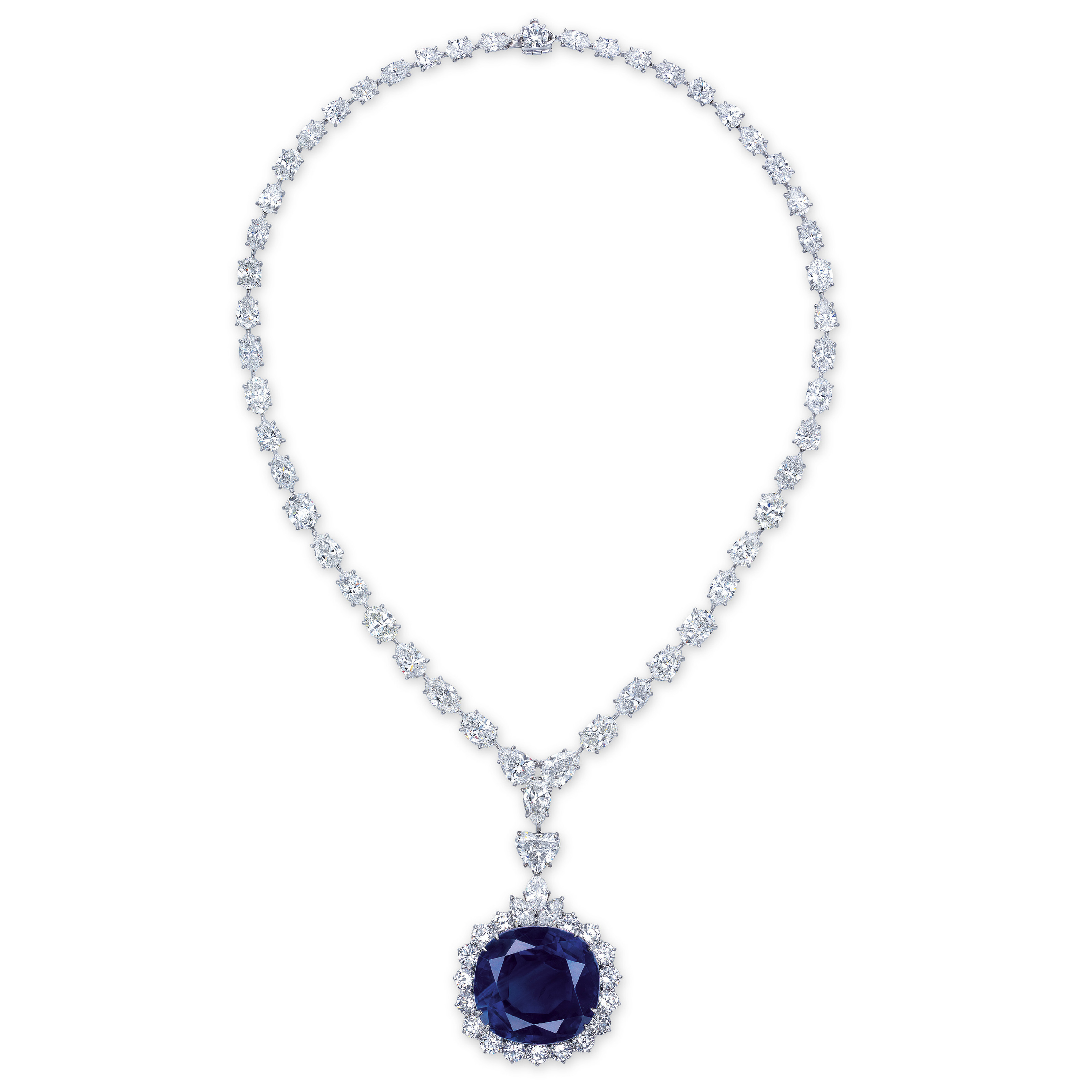 A MAGNIFICENT SAPPHIRE AND DIAMOND PENDANT NECKLACE, BY CHATILA