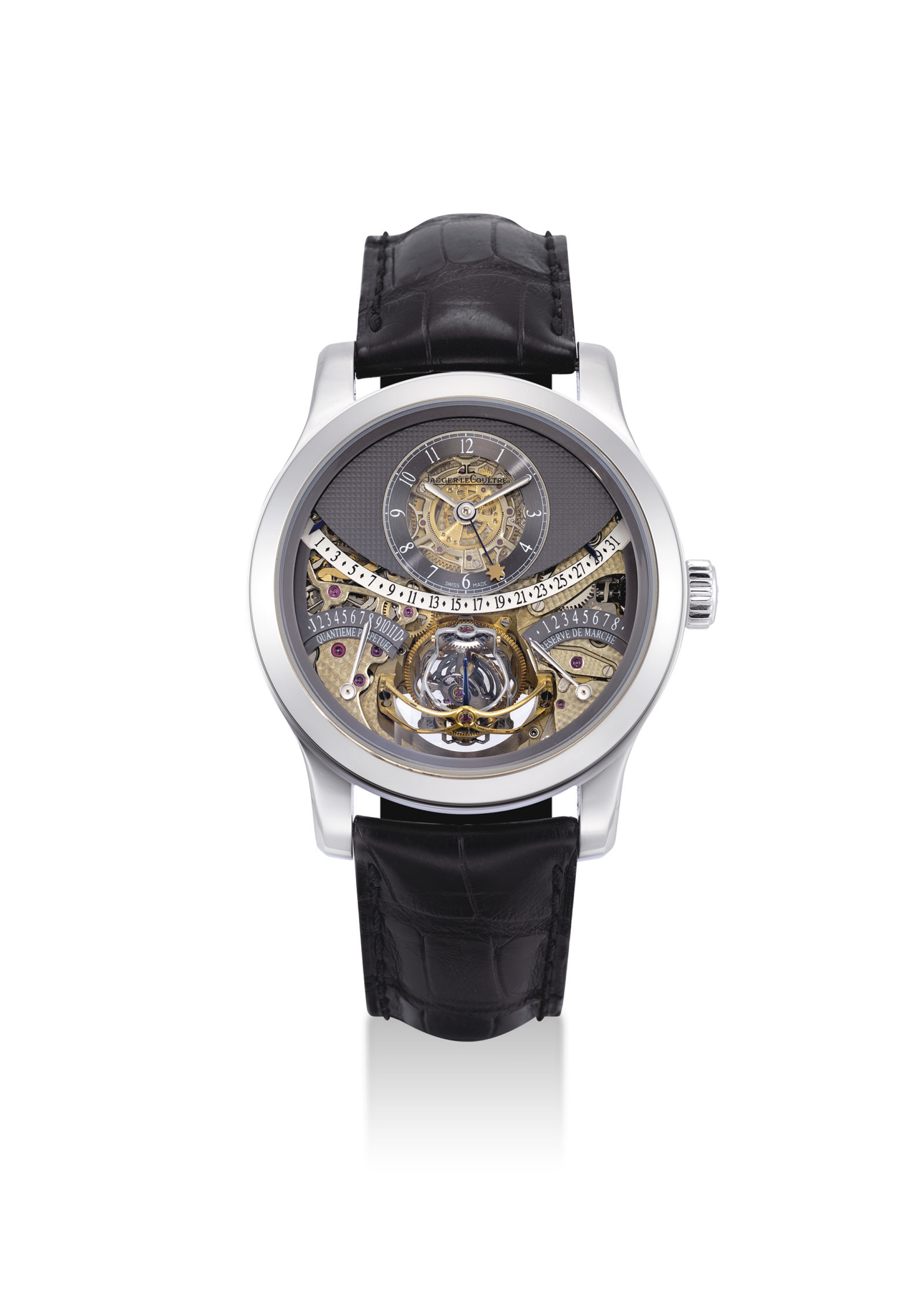 JAEGER LECOULTRE. A FINE AND VERY RARE 18K WHITE GOLD LIMITED