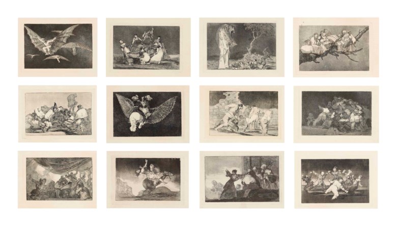 Francisco de Goya y Lucientes (1746-1828), Los Proverbios (D. 202-219; H. 248-265).  P 9 716 x 13¾  in (240 x 350  mm),  S 14 x 20⅞  in (357 x 530  mm). Sold for $509,000 on 28 January 2014 at Christie’s in New York