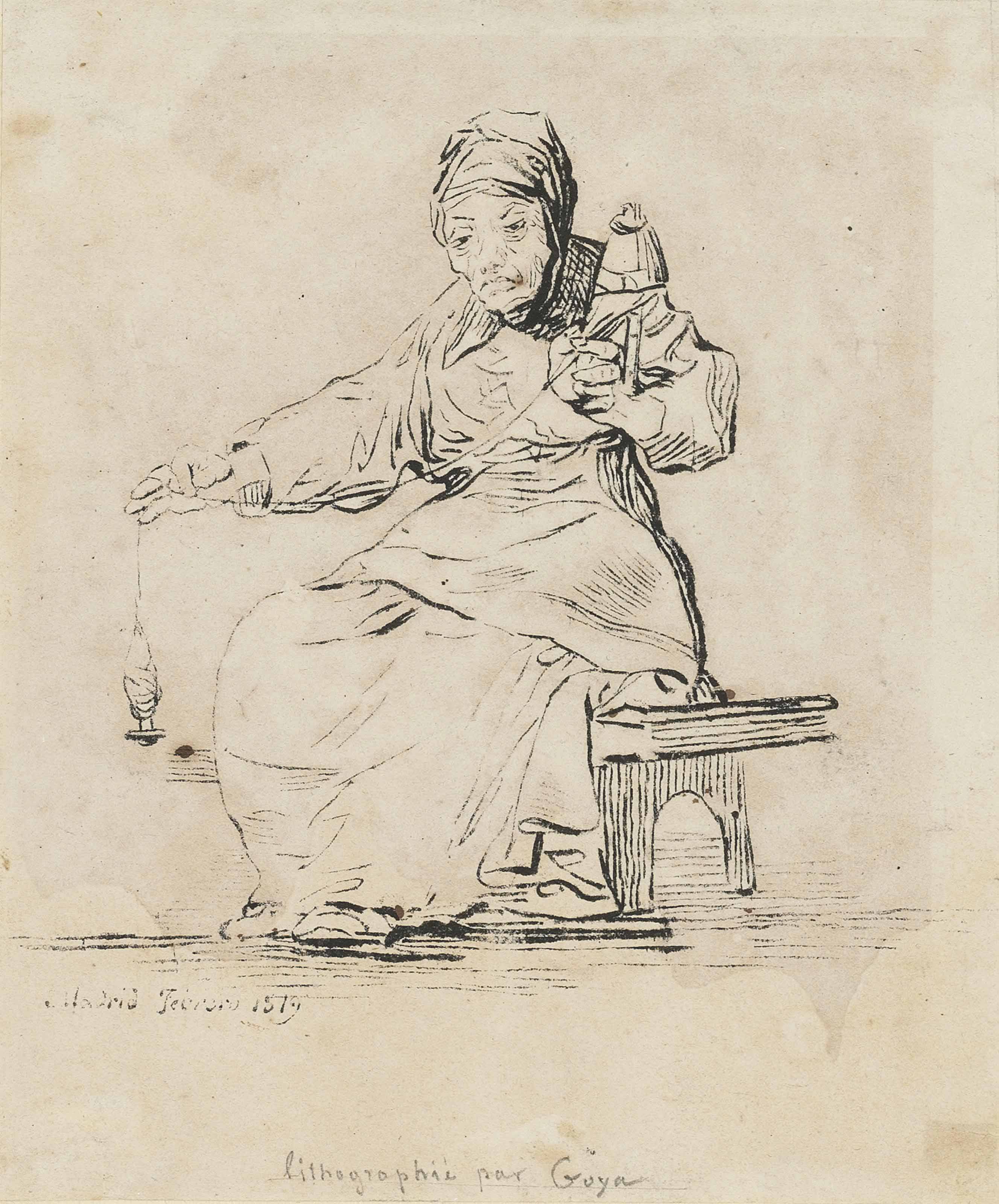 Old woman spinning (D. 268; H. 270) 
