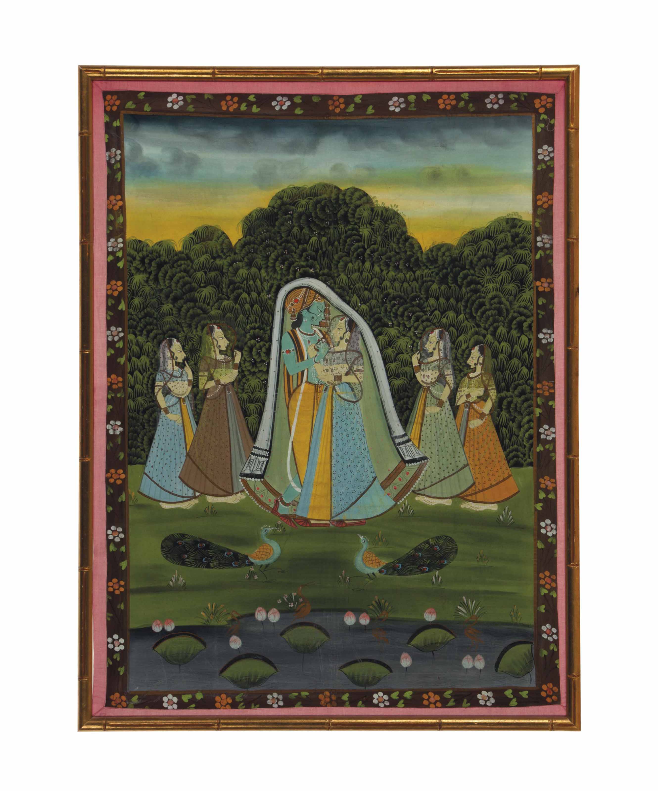 An Indian Kishangarh Style Painting Of Krishna And Radha Ink And Color On Silk 20th Century 19th Century Asia Christie S