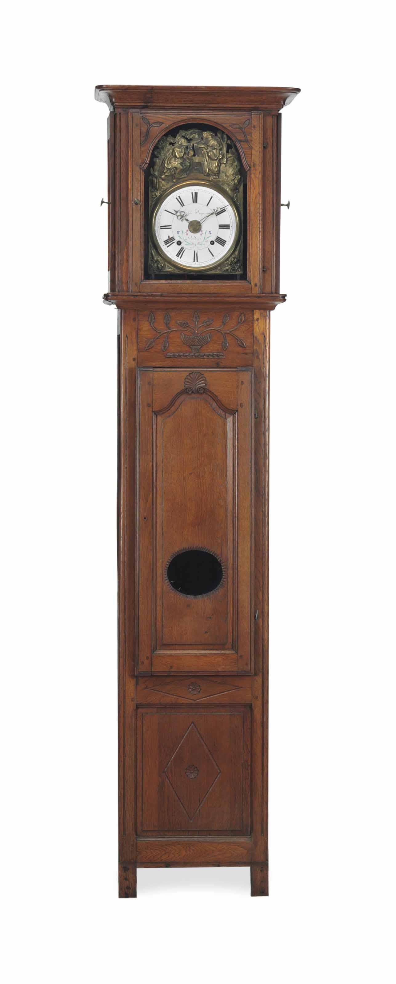A FRENCH PROVINCIAL OAK, WALNUT AND ASH TALLCASE CLOCK, , MID 18TH