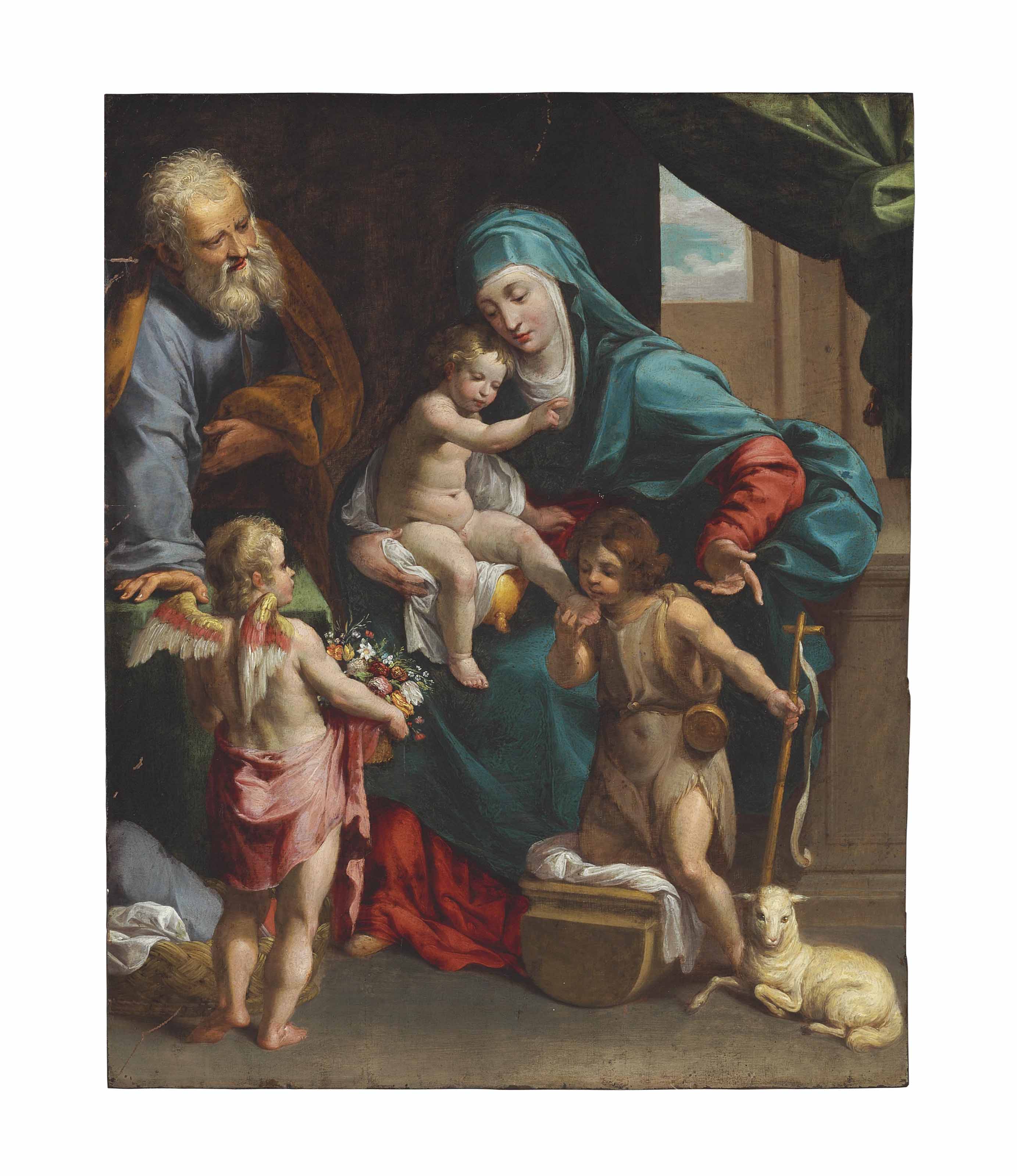 Circle of Guido Reni (Bologna 15751642) , The Holy Family