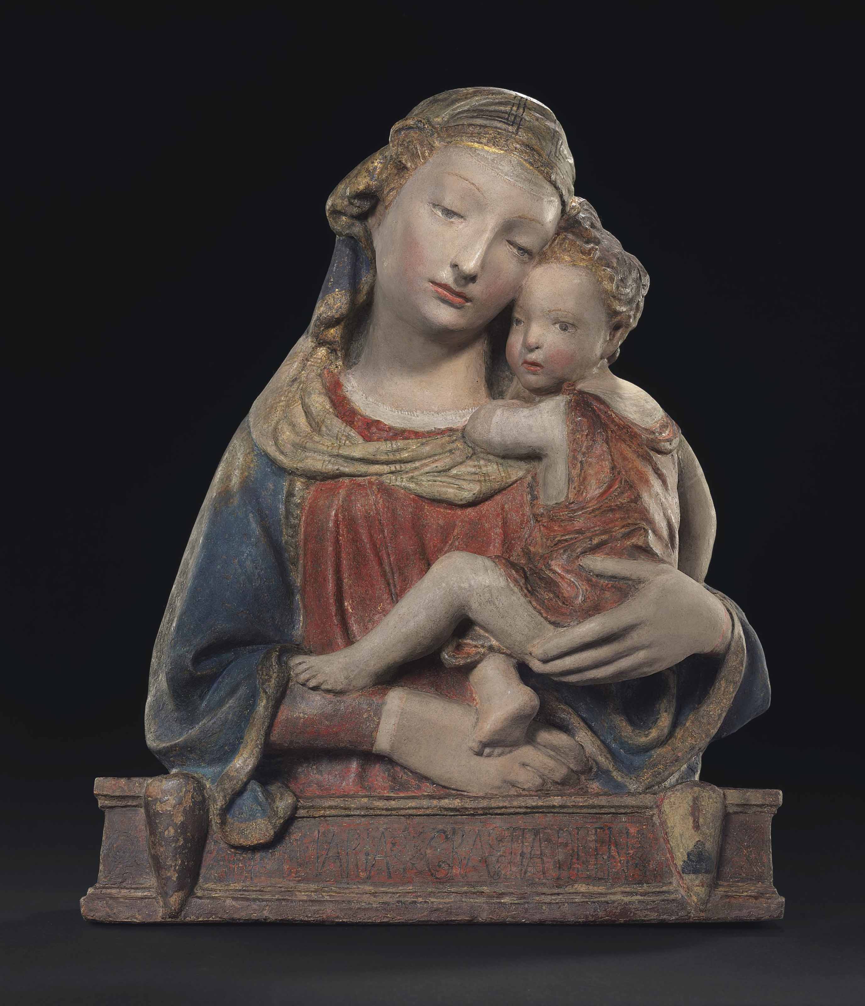 A Polychrome And Parcel Gilt Stucco Relief Of The Madonna And Child Workshop Of Lorenzo Ghiberti Florence 1378 1455 Florence Mid 15th Century Christie S